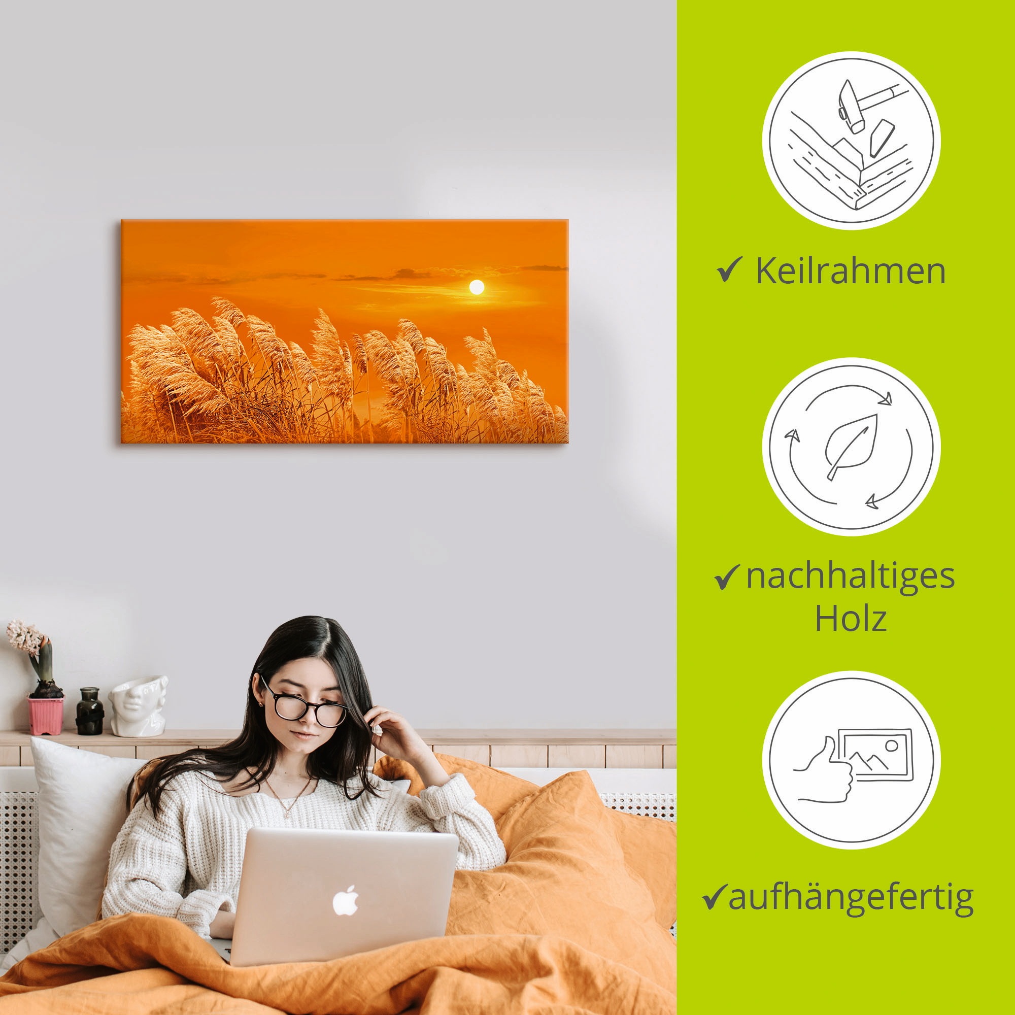Artland Wandbild »Im Wind«, Gräser, (1 St.), als Leinwandbild in verschied. Größen