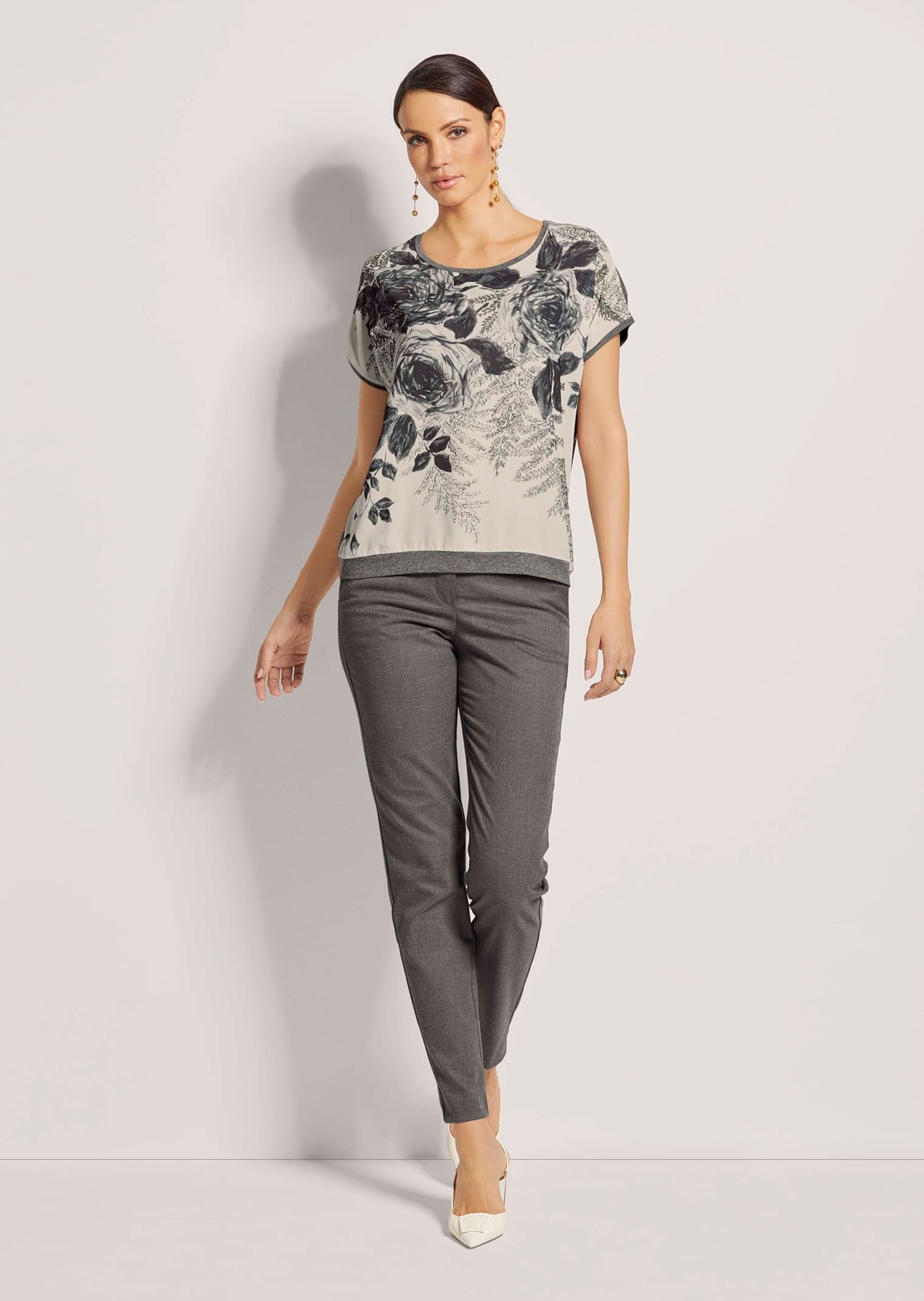 MADELEINE Langarmshirt »Druckshirt Rundhals-Shirt im Material-Mix«