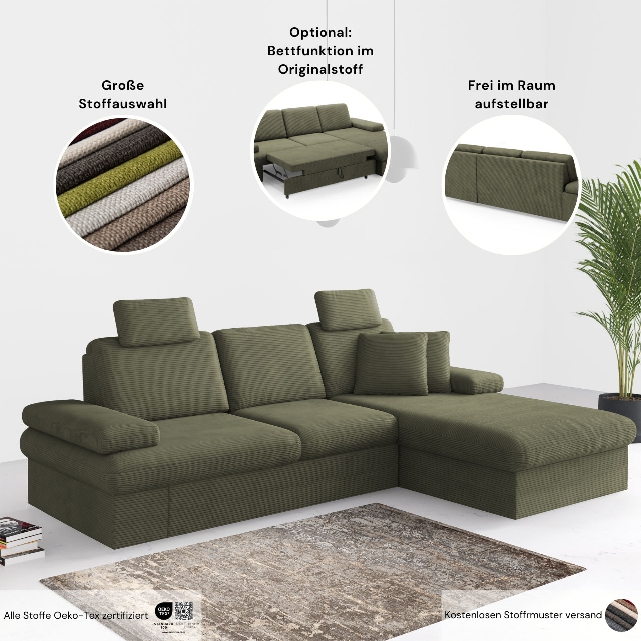 sit&more Ecksofa »Moreno«, mit Armteilverstellung,wahlweise mit Bettfunktion