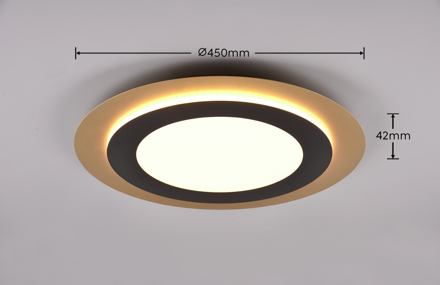 TRIO Leuchten LED Deckenleuchte »MORGAN, runde Deckenlampe Ø 45cm, dimmbar, CCT, Memoryfunktion, Timer« LED-Board 1 Stk. warmweiß - kaltweiß Nachtlicht, 42W 5600 Lumen, 2700-6500 Kelvin, inkl Fernbedienung