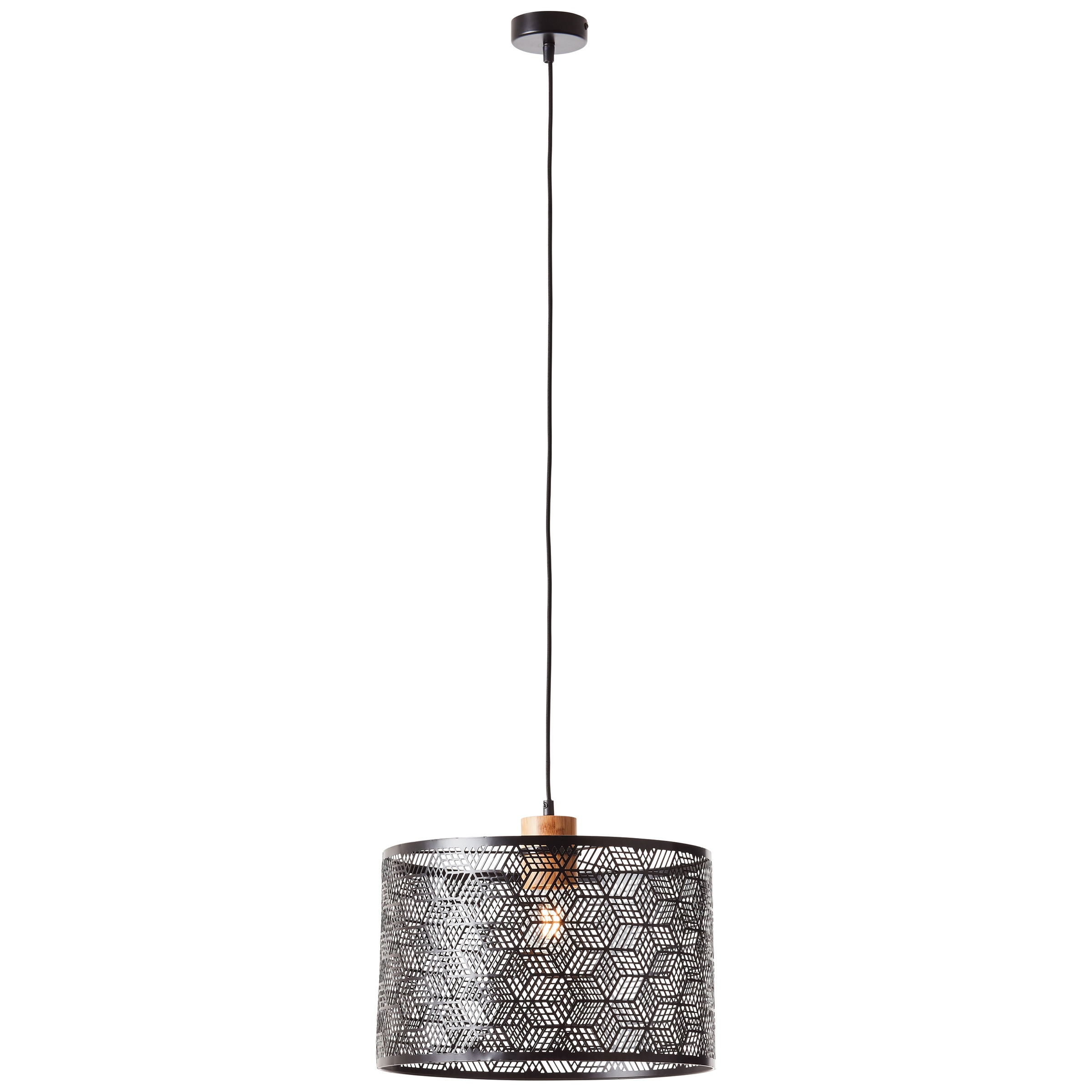 Brilliant Pendelleuchte »Santy«, 1 flammig, Leuchtmittel E27 | ohne Leuchtmittel, 120 x 39 cm, E27, kürzbar, Metall/Bambus, schwarz/natur
