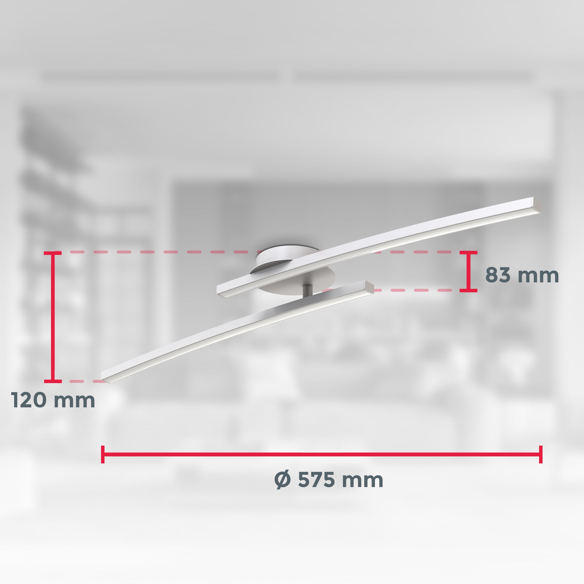 B.K.Licht LED Deckenleuchte »BK_DL1488 Deckenlampe, 12W, 3000K warmweißes Licht, 1100 Lm«, 2 flammig, Leuchtmittel LED-Modul | LED fest integriert, 2-flammig, Geschwungene-Optik, Schwenkbar, Weiß