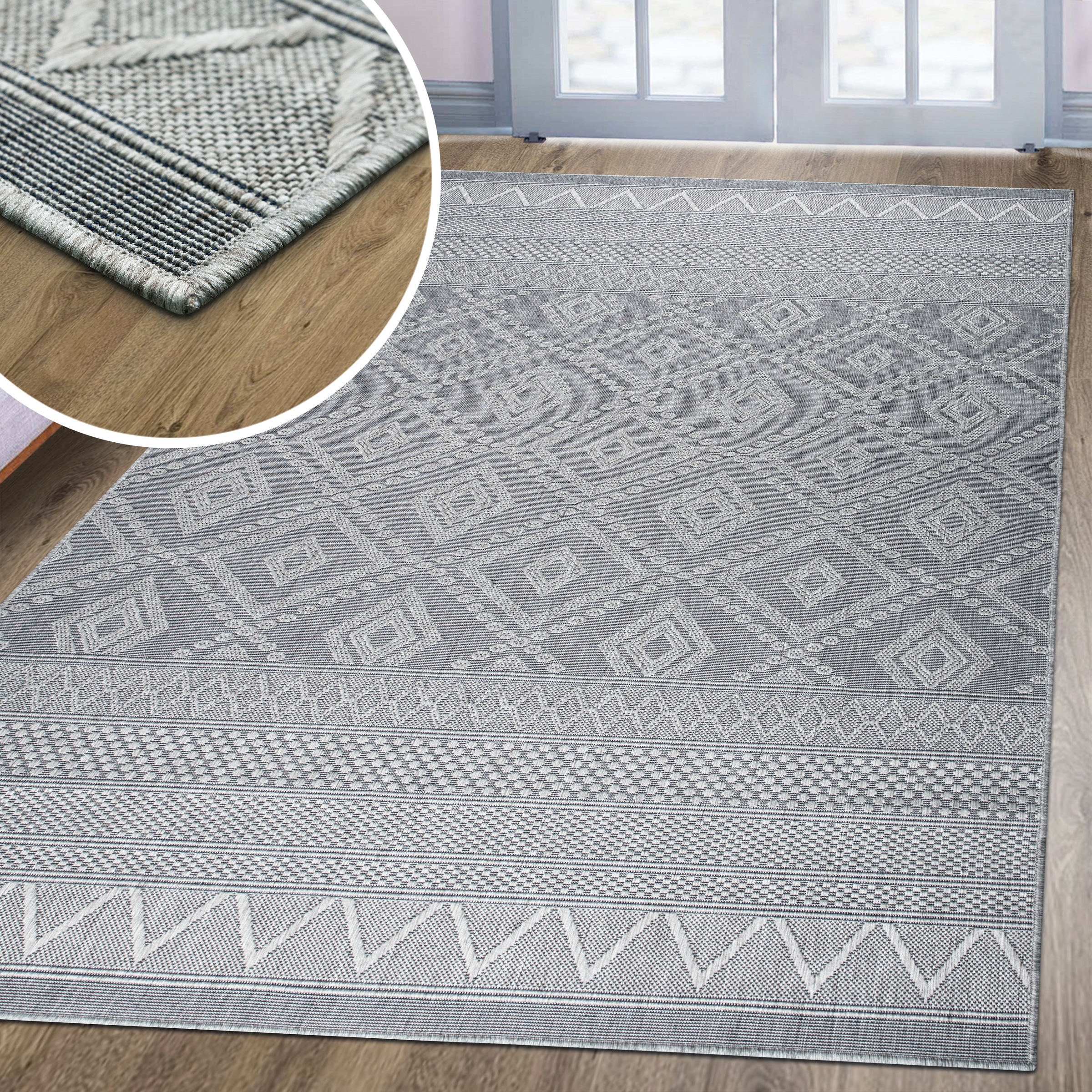 my home Teppich »Toronto auch als Läufer erhältlich«, rechteckig, 3 mm Höhe, In- und Outdoor geeignet, Sisal-Optik, Wetterfest & UV-beständig, Boho