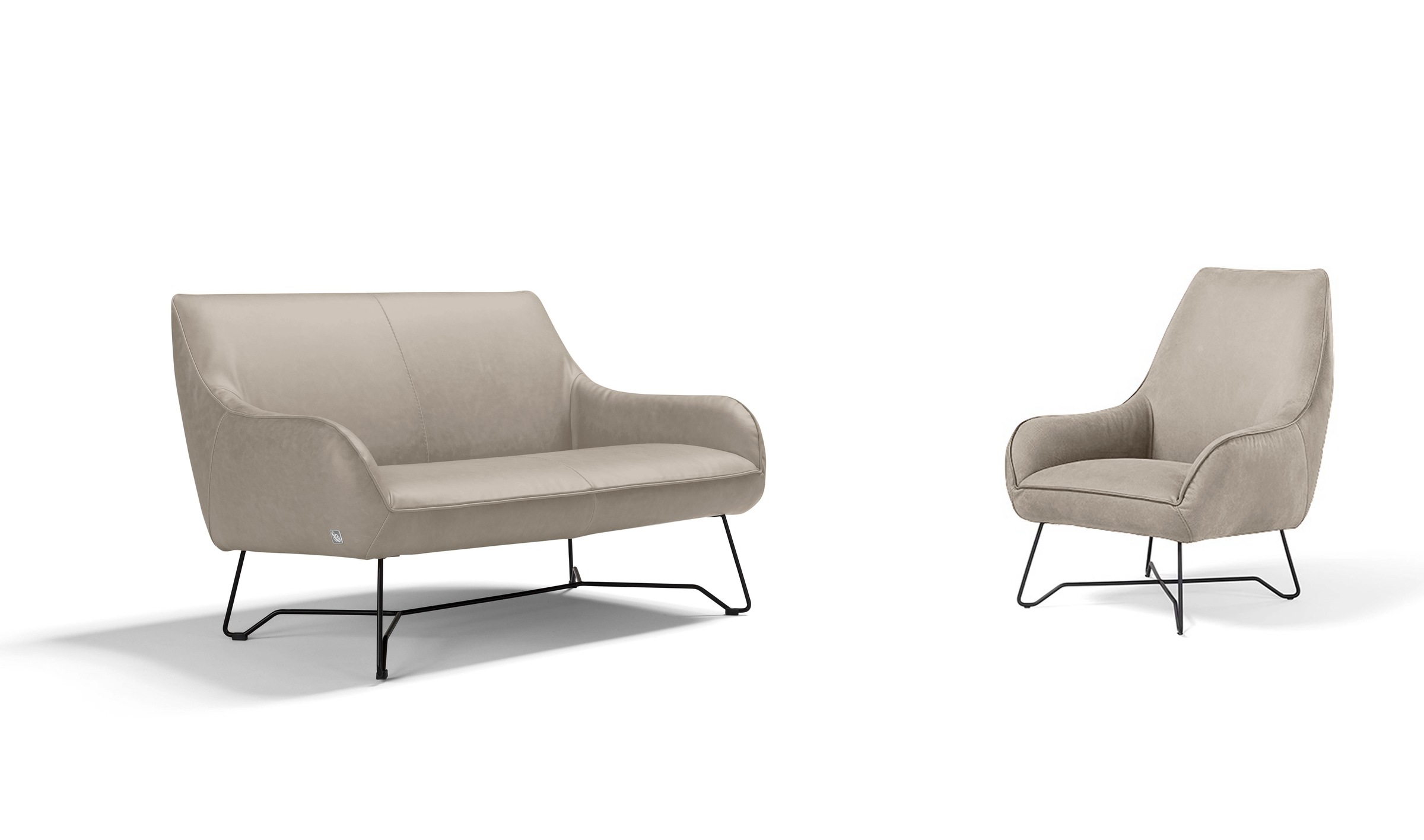Egoitaliano Polstergarnitur »Namy, Designobjekt mit hohem Sitzkomfort und toller Detailverarbeitung«, Set aus 2-Sitzer und Sessel, edles Metallgestell