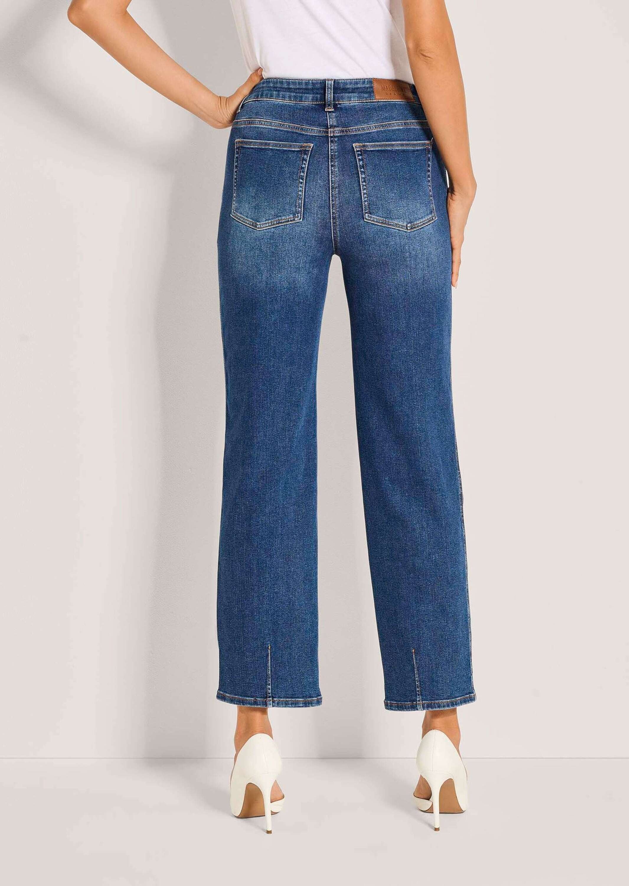MADELEINE Regular-fit-Jeans »Jeans Baumwollhose mit Saumabnähern« Jeans mit modischem Saumabnäher