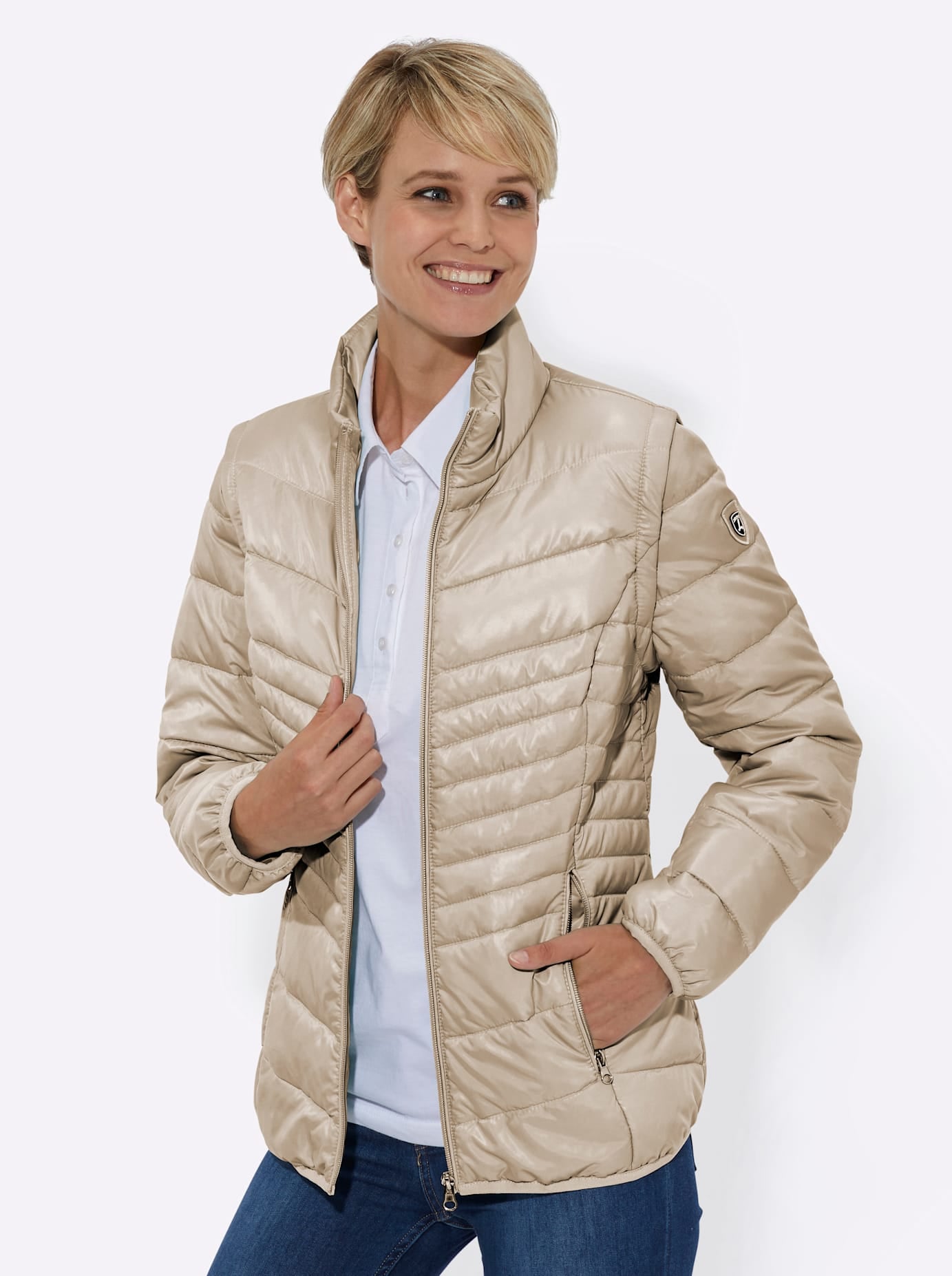 Casual Looks Damen Steppjacke ohne Kapuze in beige, Größe 54