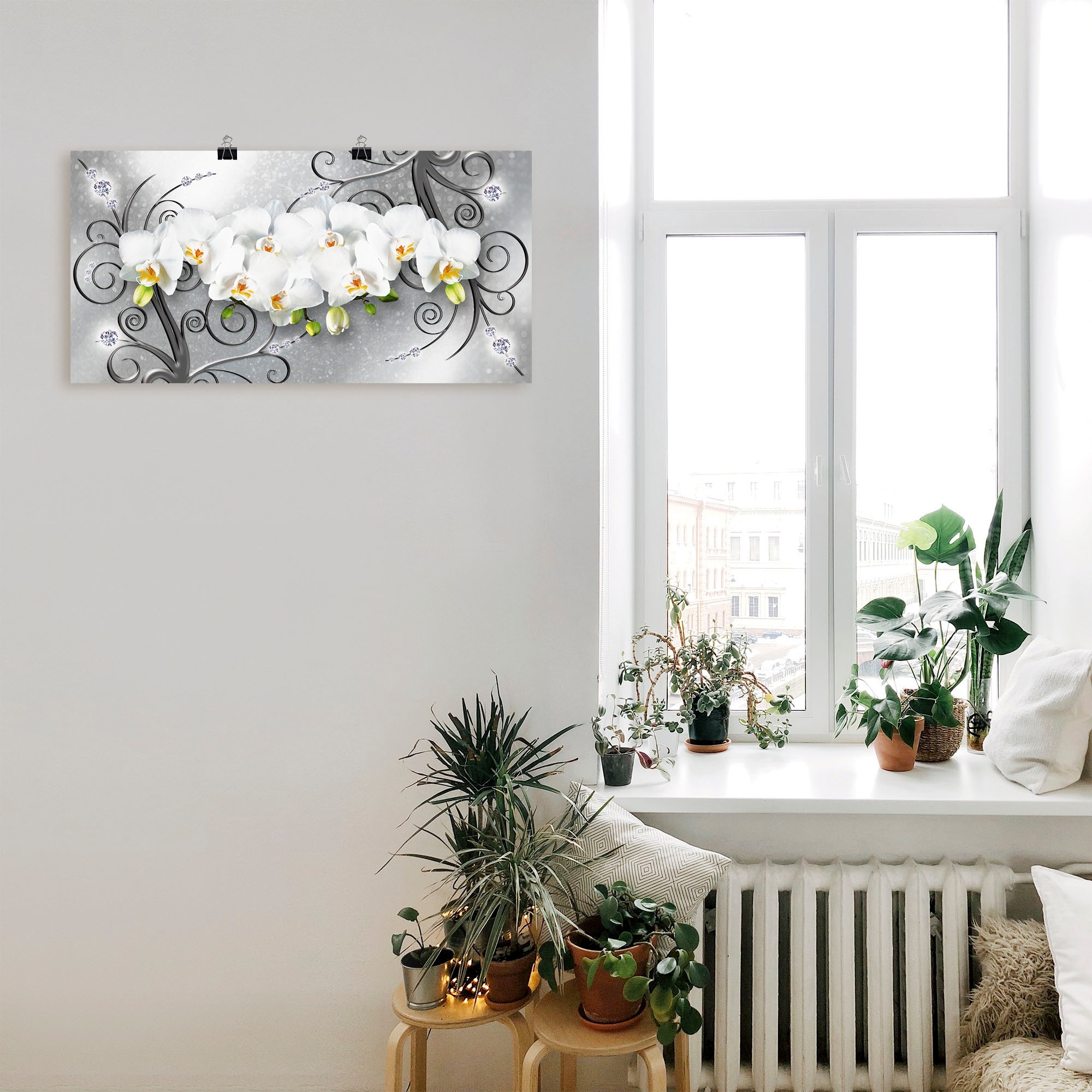 Ornamenten«, OTTO (1 Blumenbilder, »weiße Artland Orchideen St.) bei auf Wandbild