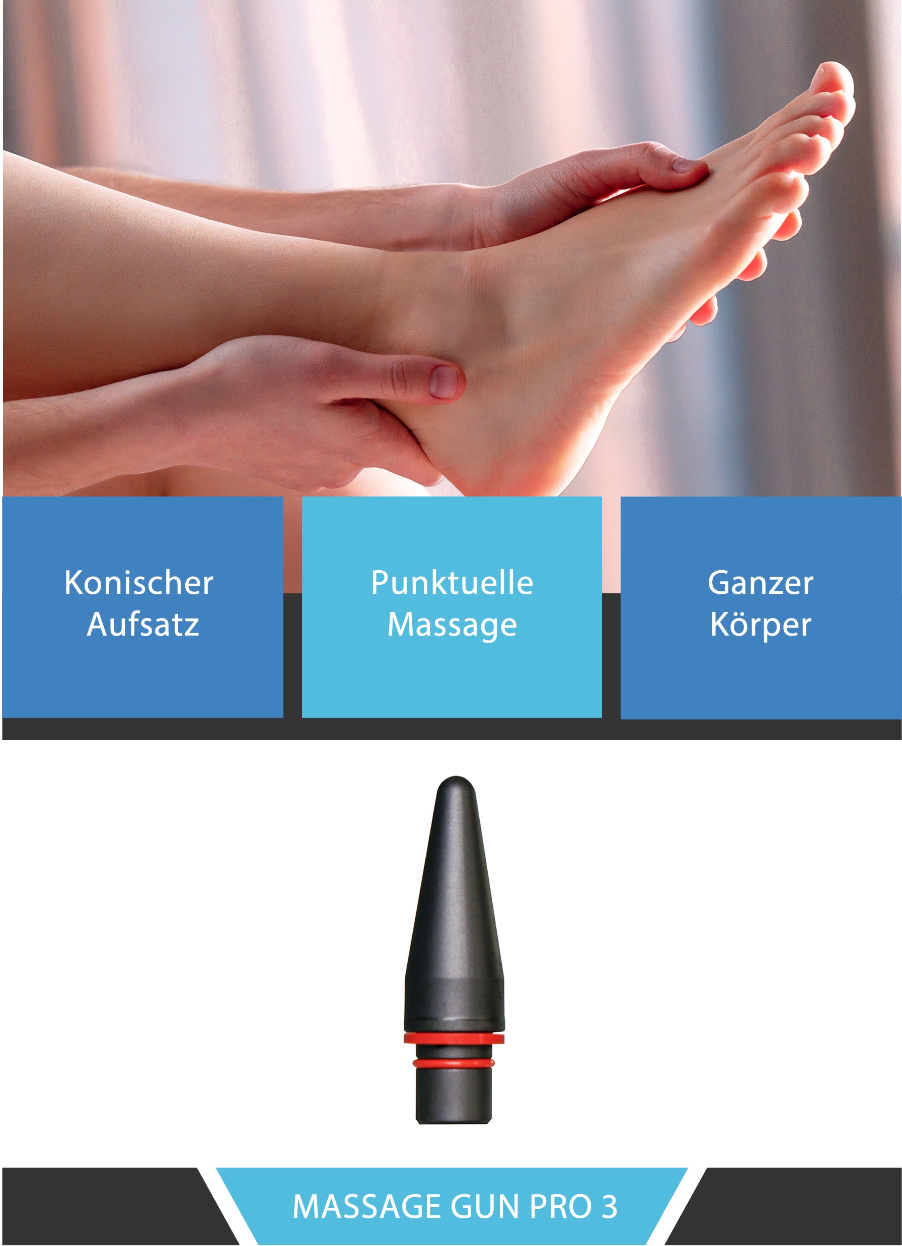 body coach Massagegerät »Massage Gun Pro 3 kabellose Akku Massagepistole für den ganzen Körper«, (Set, 6 tlg., Vibration Massagegerät mit 4 Aufsätzen)