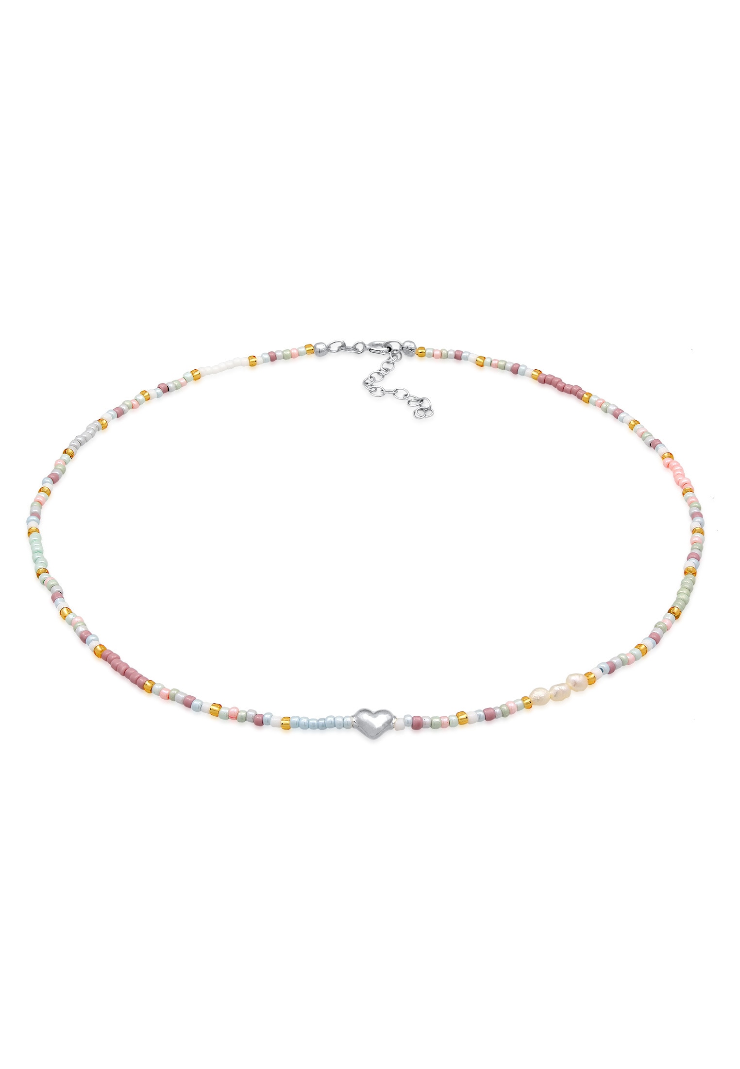 Elli Lange Kette »Halskette Choker Herz Glas Beads Sommer Style 925 Silber«