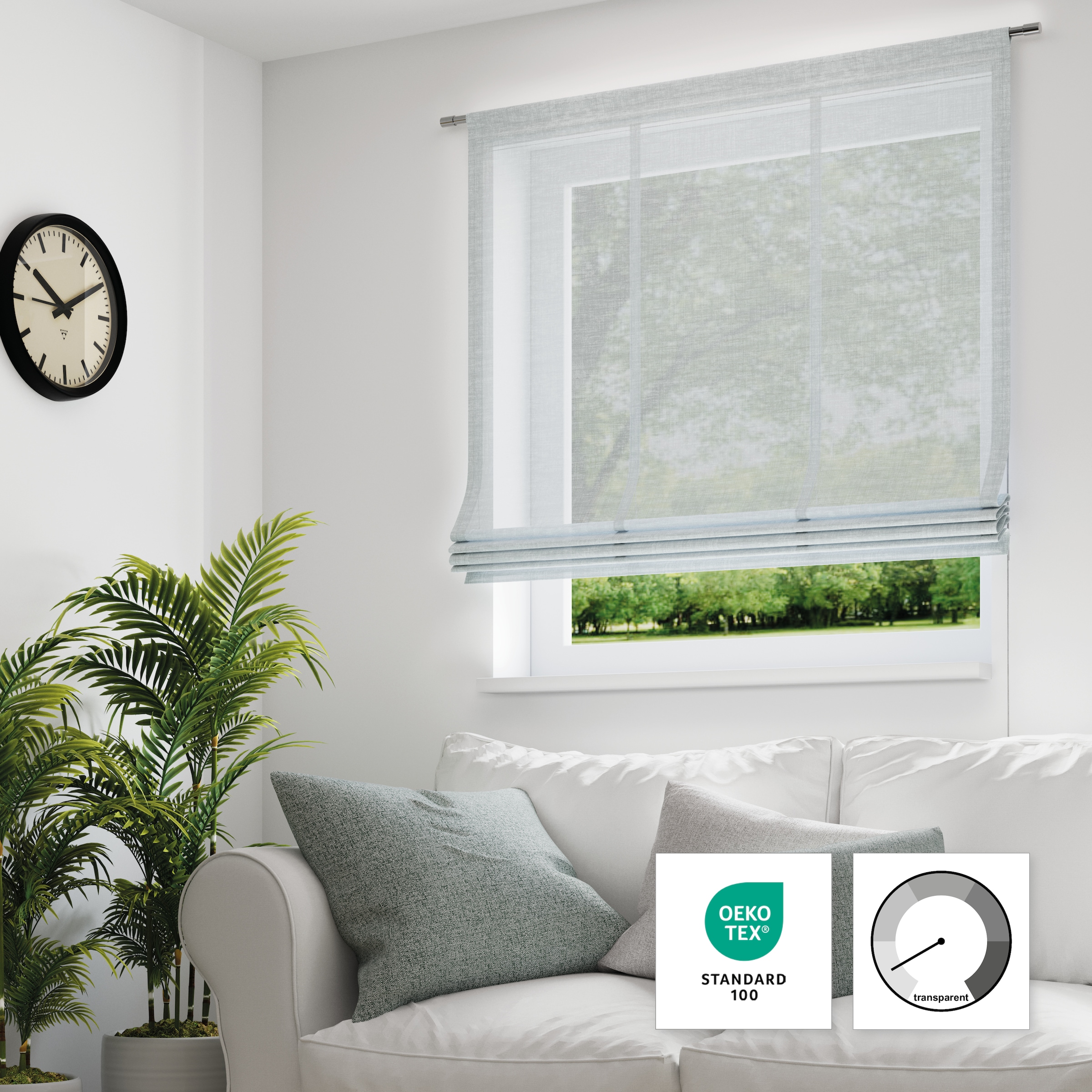 Neutex for you! Raffrollo »ALLURE« mit Klettschiene freihängend dezent natürliche Optik