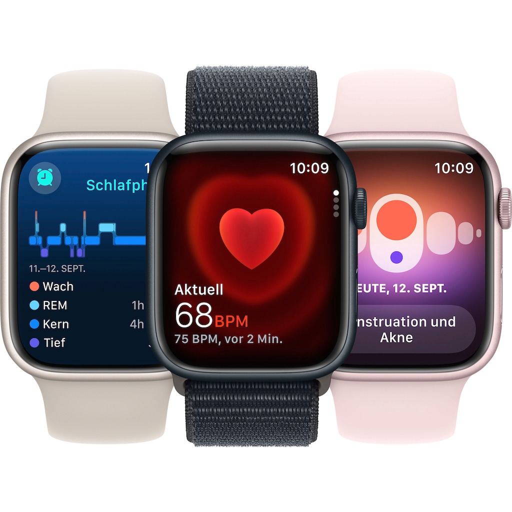 Apple Smartwatch »Watch Series 9 GPS + Cellular Stainless Steel 45mm One-Size«, (Watch OS 10)