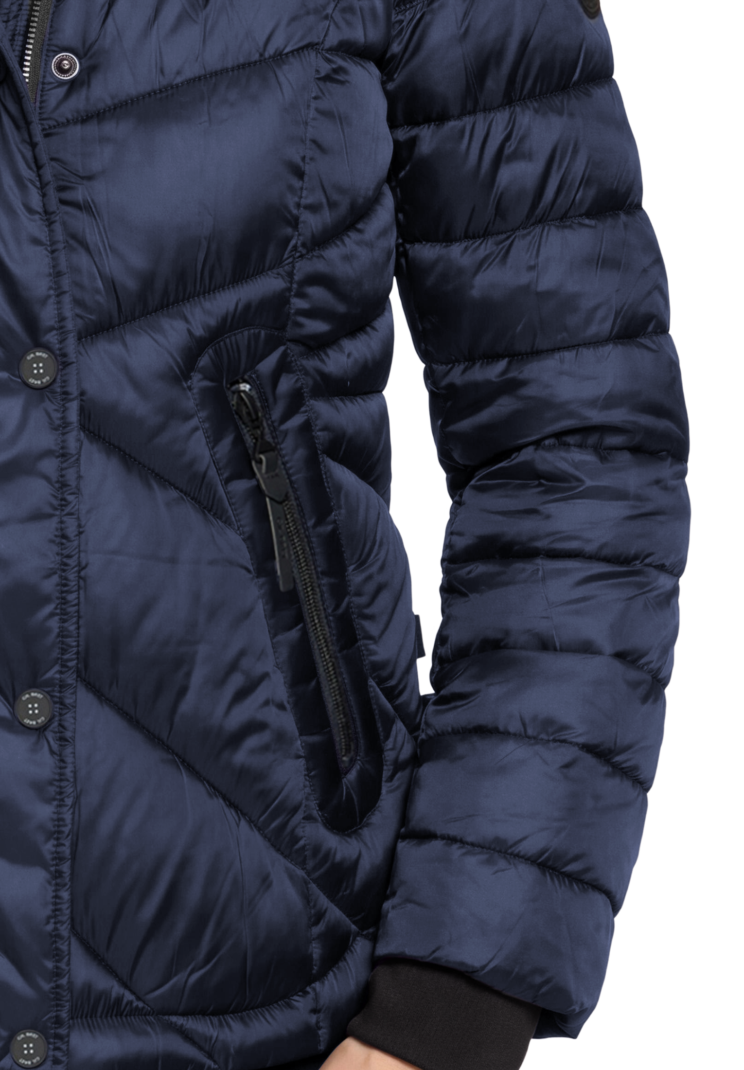 Gil Bret Steppjacke mit Kapuze mit abnehmbarer Kapuze und verdecktem Reißverschluss