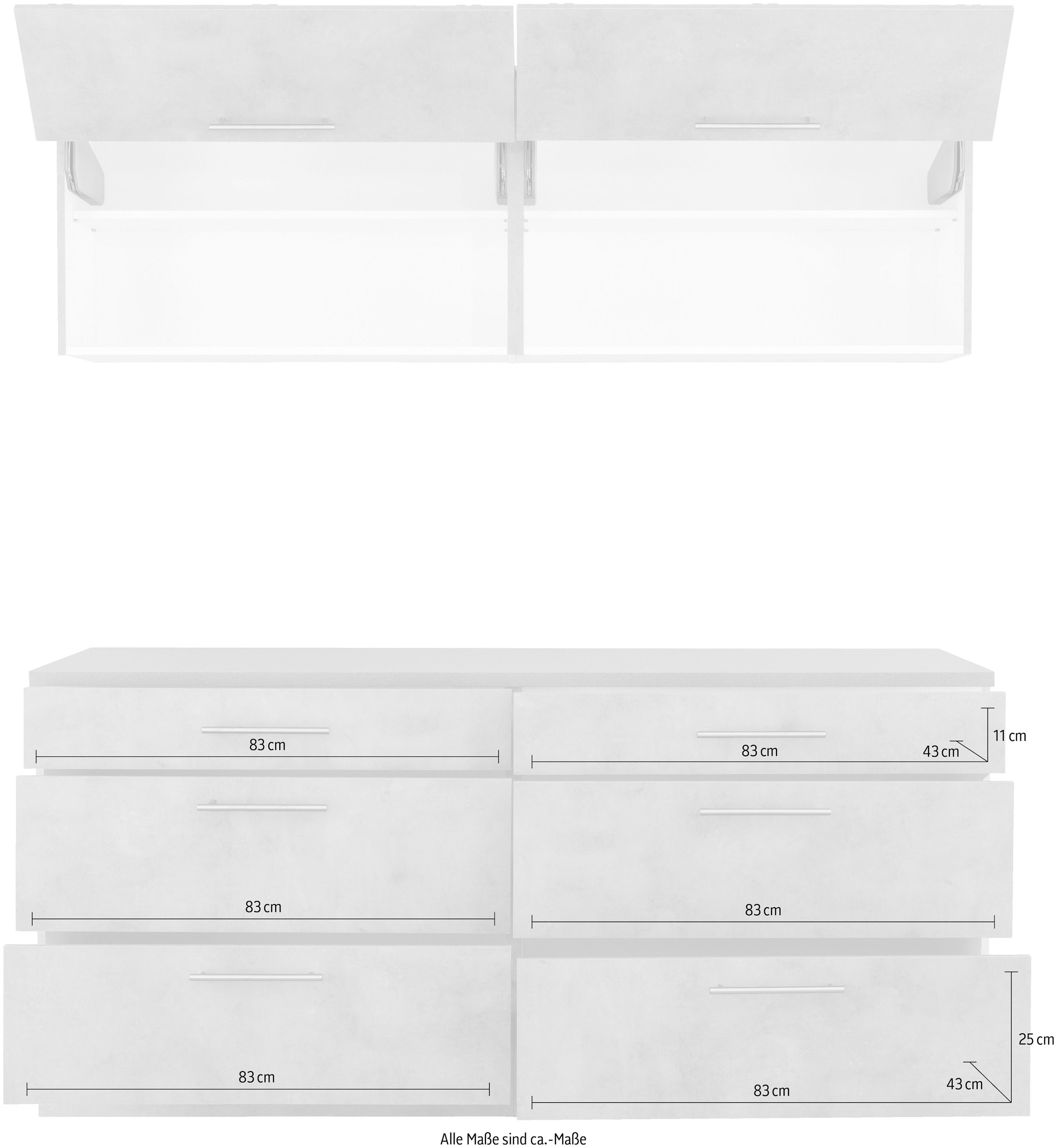 wiho Küchen Küche »Cali« ohne Geräte, Gesamtbreite 180 cm