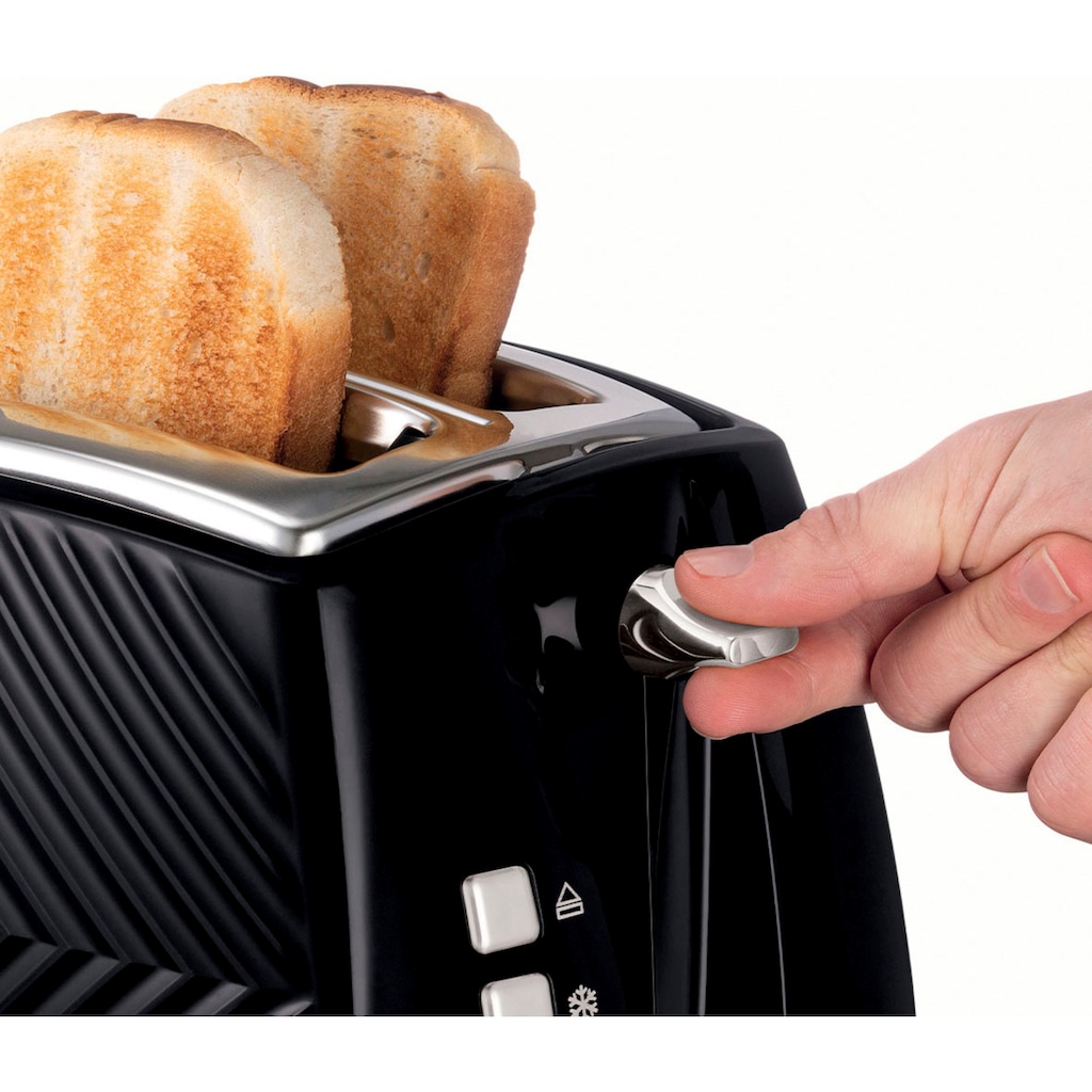 RUSSELL HOBBS Toaster »Groove 26390-56, schwarz, 850 Watt - Brötchenaufsatz & Krümelschublade«, 2 Schlitze, 850 W