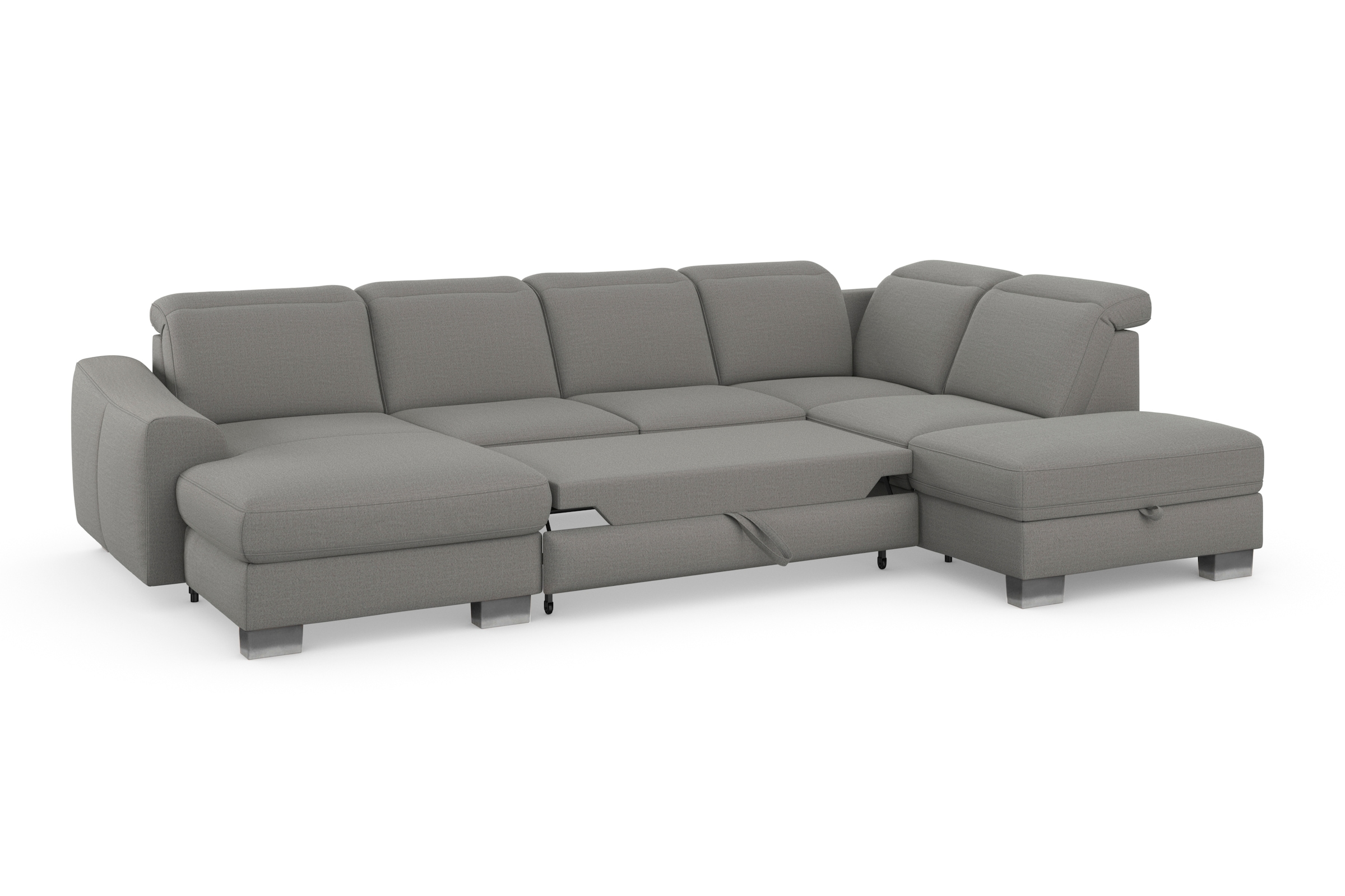 sit&more Wohnlandschaft »Dundee U-Form«, mit Federkern und Edelstahlfüßen, wahlweise mit Kopfteilverstellung