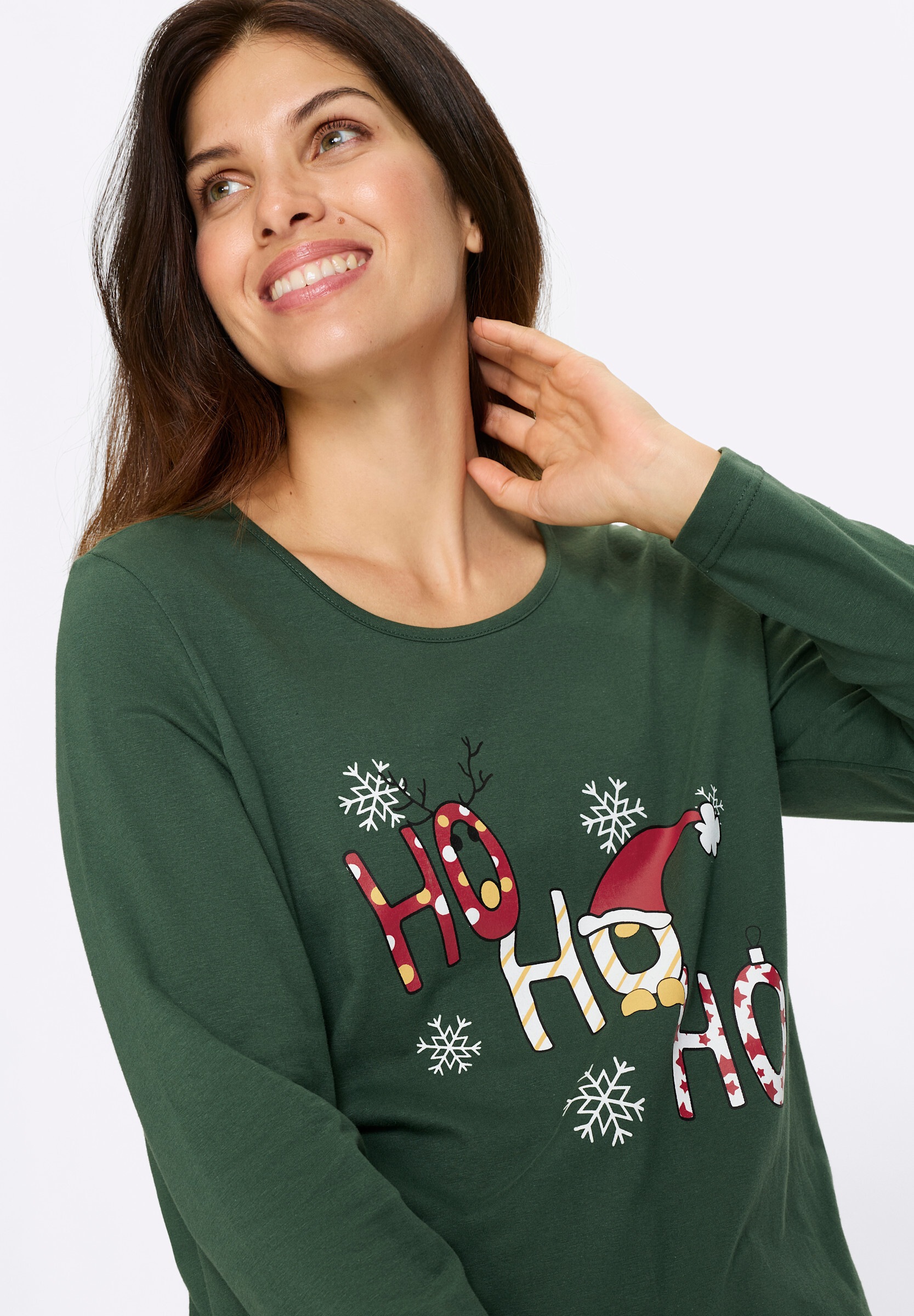 Sieh an! T-Shirt »Rundhals-Shirt Langarmshirt mit Weihnachts-Motiv«