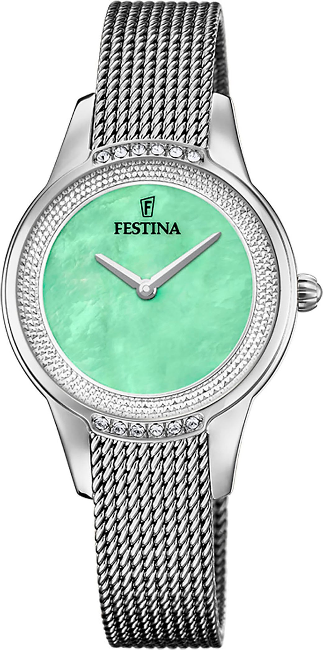 Festina Quarzuhr »Mademoiselle« Armbanduhr, Damenuhr, Edelstahlarmband, analog, Zirkonia (synth.)