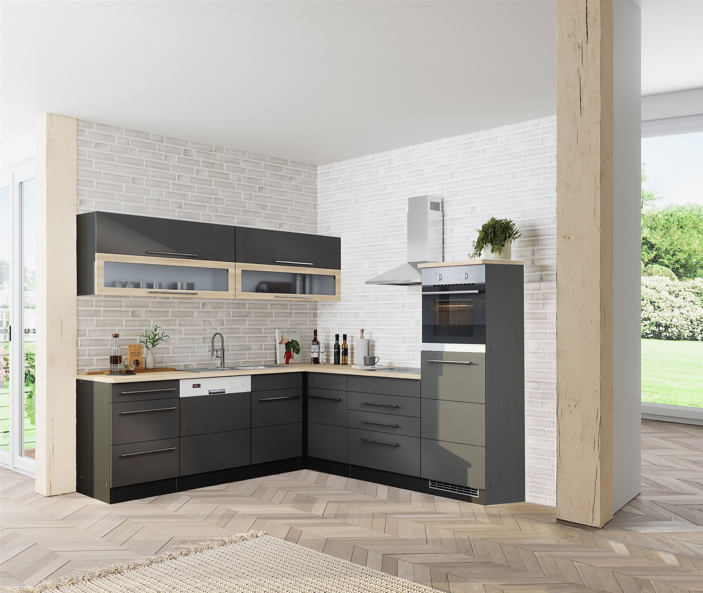 KOCHSTATION Winkelküche »KS-Wien« Stellbreite 220 x 250 cm, wahlweise mit E-Geräten