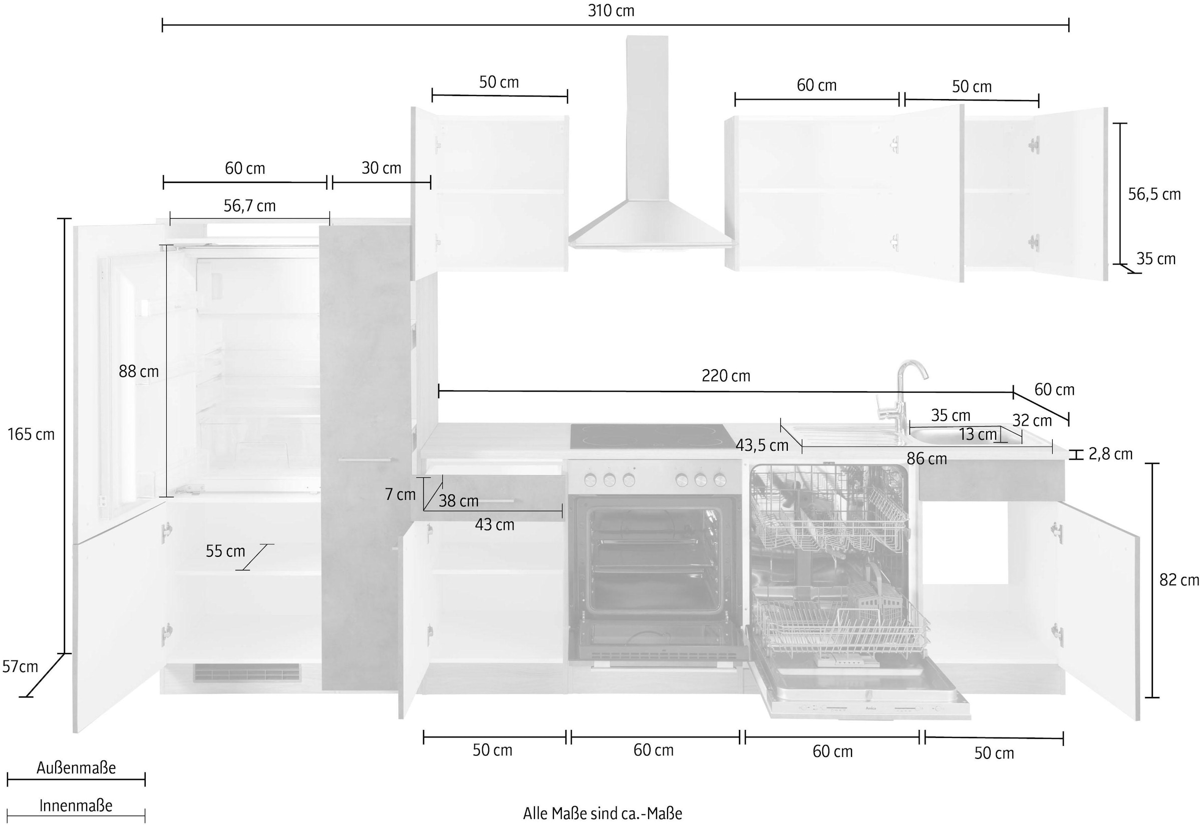 wiho Küchen Breite »Zell«, cm bei 310 online ohne OTTO Küchenzeile E-Geräte