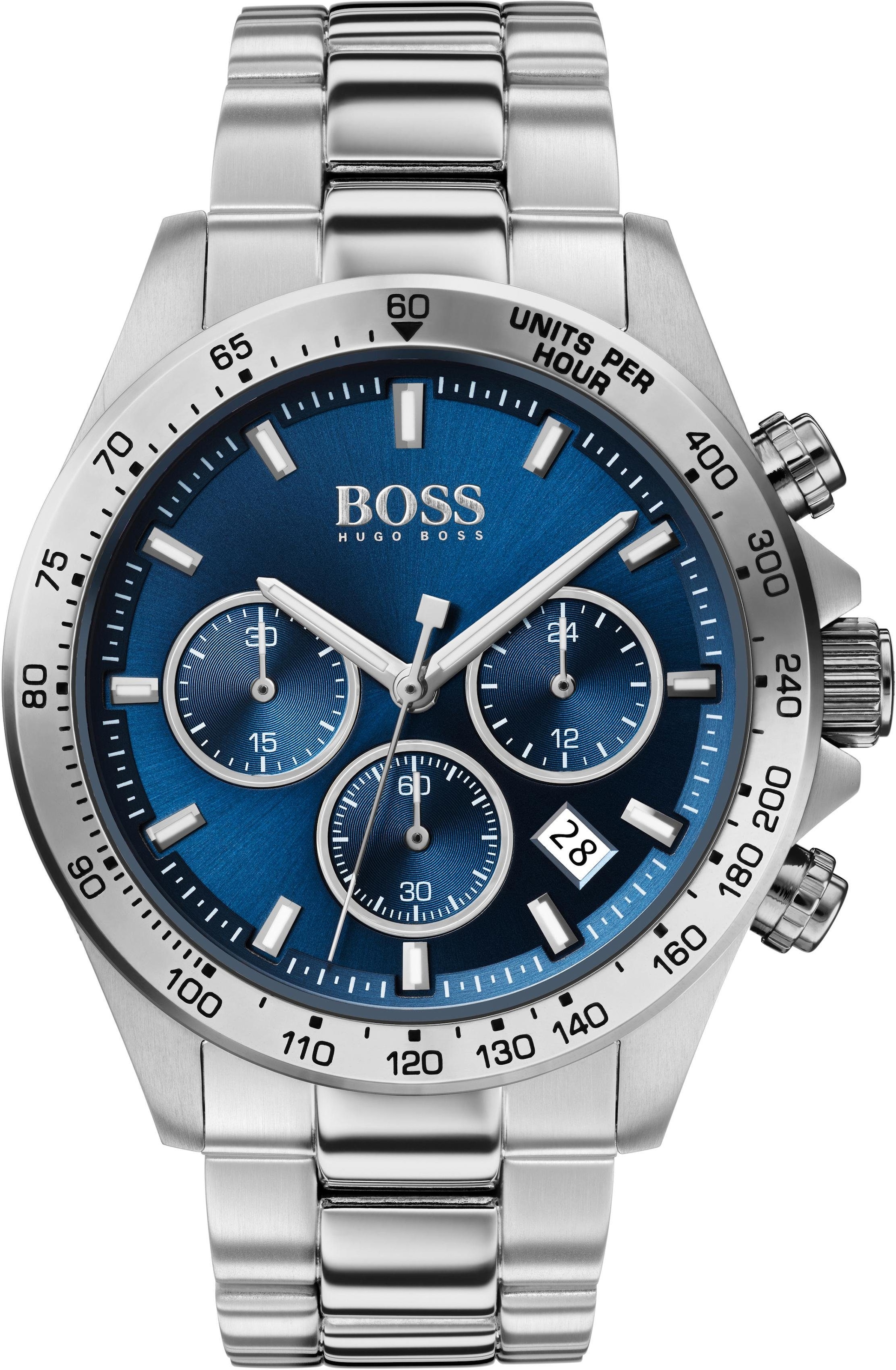 BOSS Chronograph »Hero, 1513755«, Quarzuhr, Herrenuhr, Armbanduhr, Stoppfunktion, Datum, Tachymeter