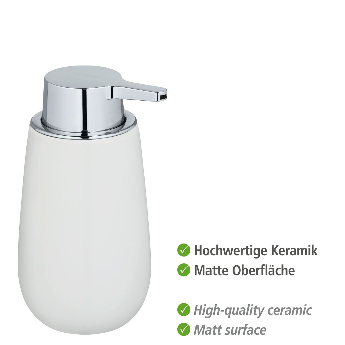 WENKO Seifenspender »Badi«, (1 tlg.), Weiß, Keramik, 320 ml