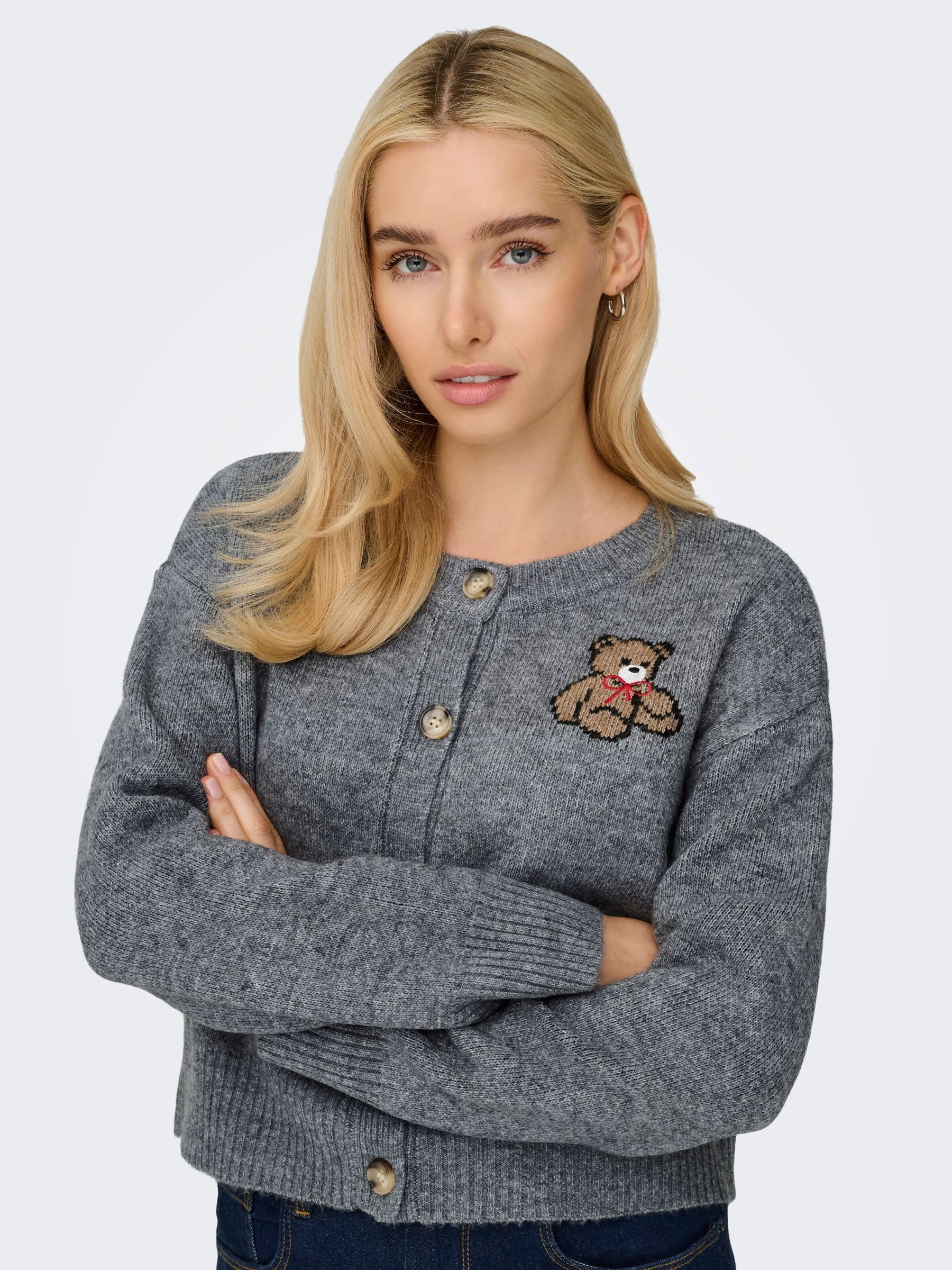 ONLY Strickjacke »ONLTEDDY LS CARDIGAN EX KNT« mit Teddy Motiv