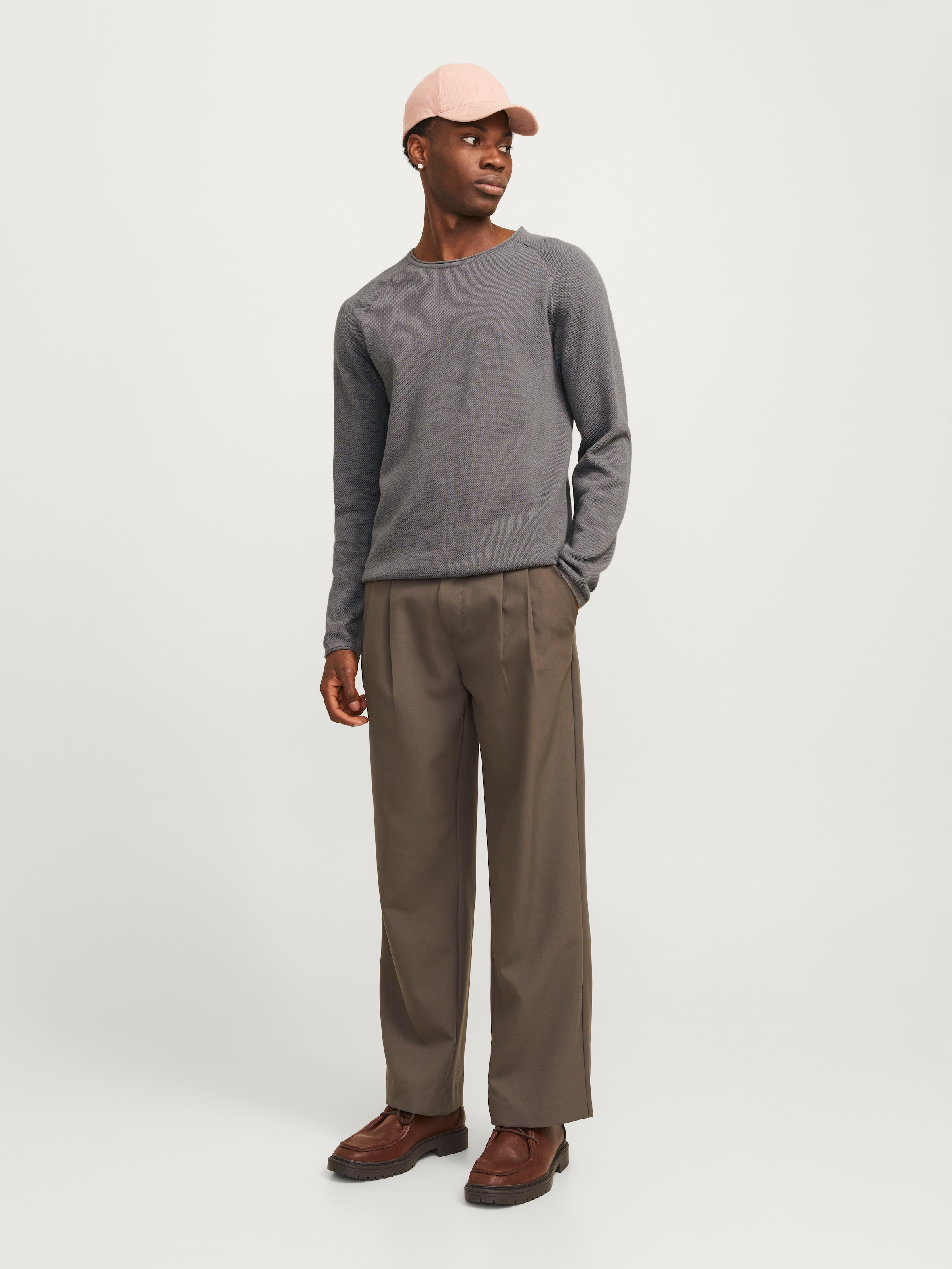 Jack & Jones Rundhalspullover »JJEHILL KNIT CREW NECK NOOS«, aus Strukturstrick