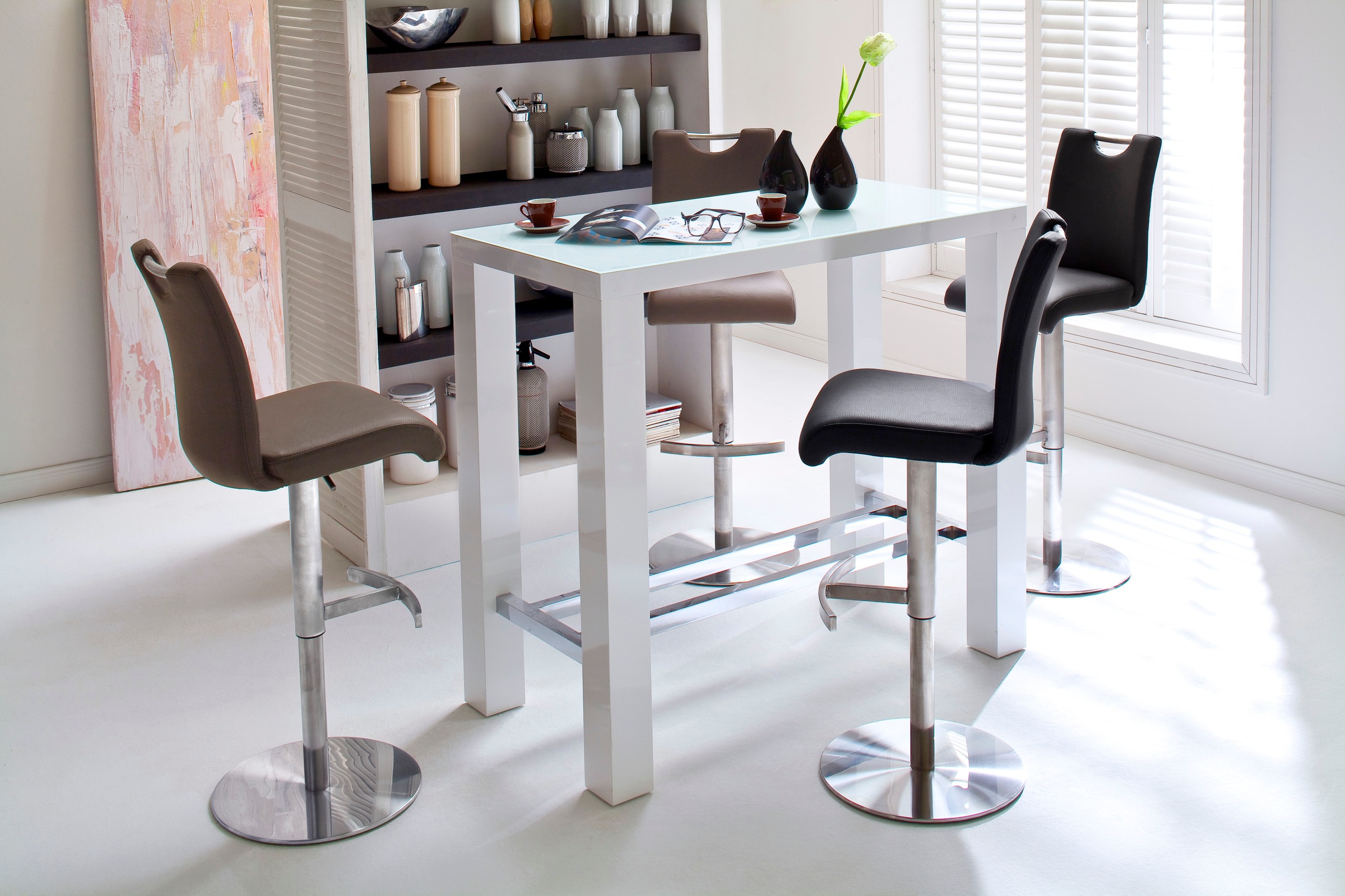 MCA furniture Bistrostuhl »ALESI«, mit Rückenlehne, 360° drehbar, Sitzhöhe einstellbar von 56-81 cm