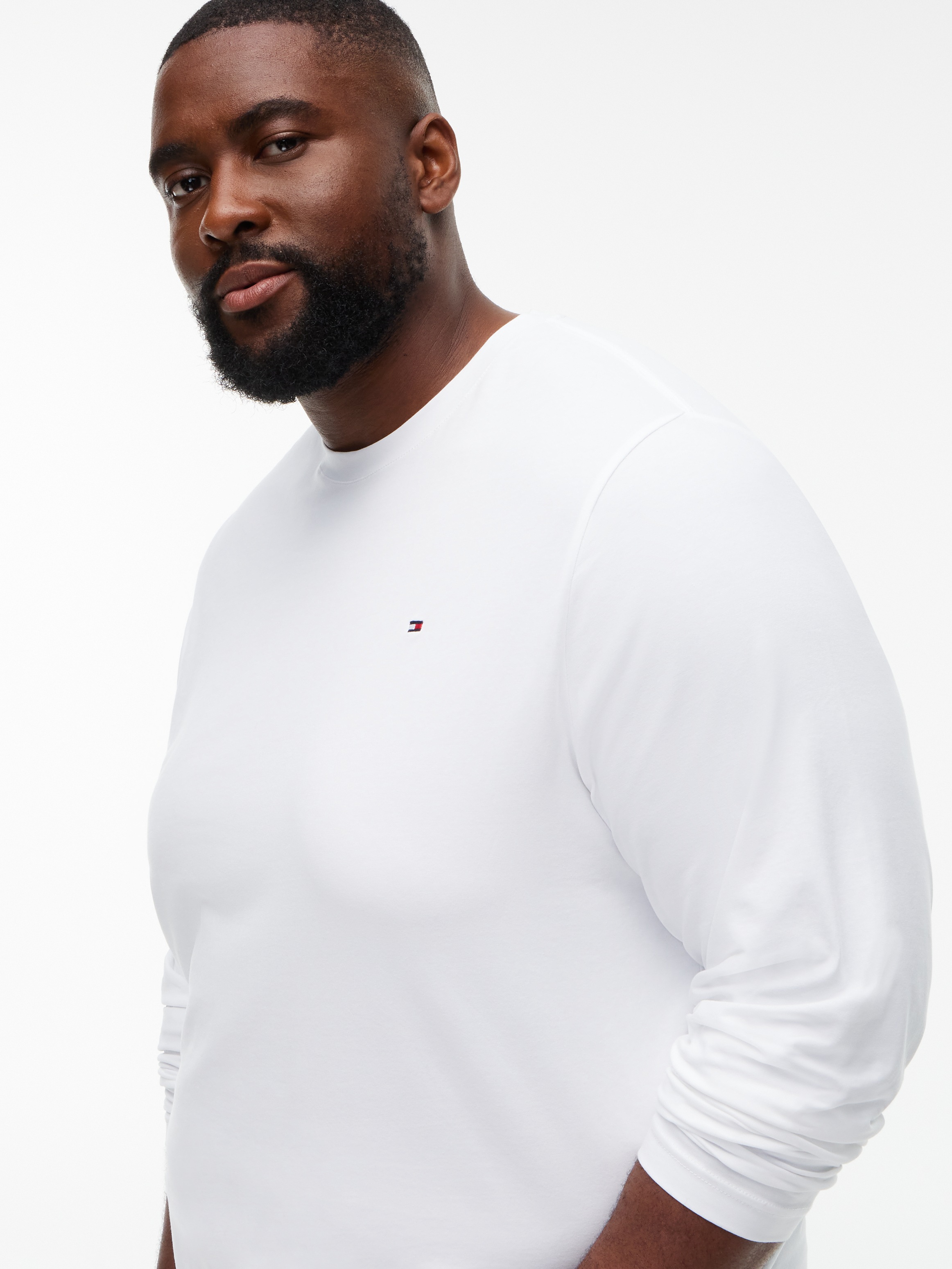 Tommy Hilfiger Big & Tall Longsleeve »BT-STRETCH SLIM FIT TEE-B mit Rundhals und Logo« unifarben, casual, slim fit, Baumwollmix, Rundhals, große Größen