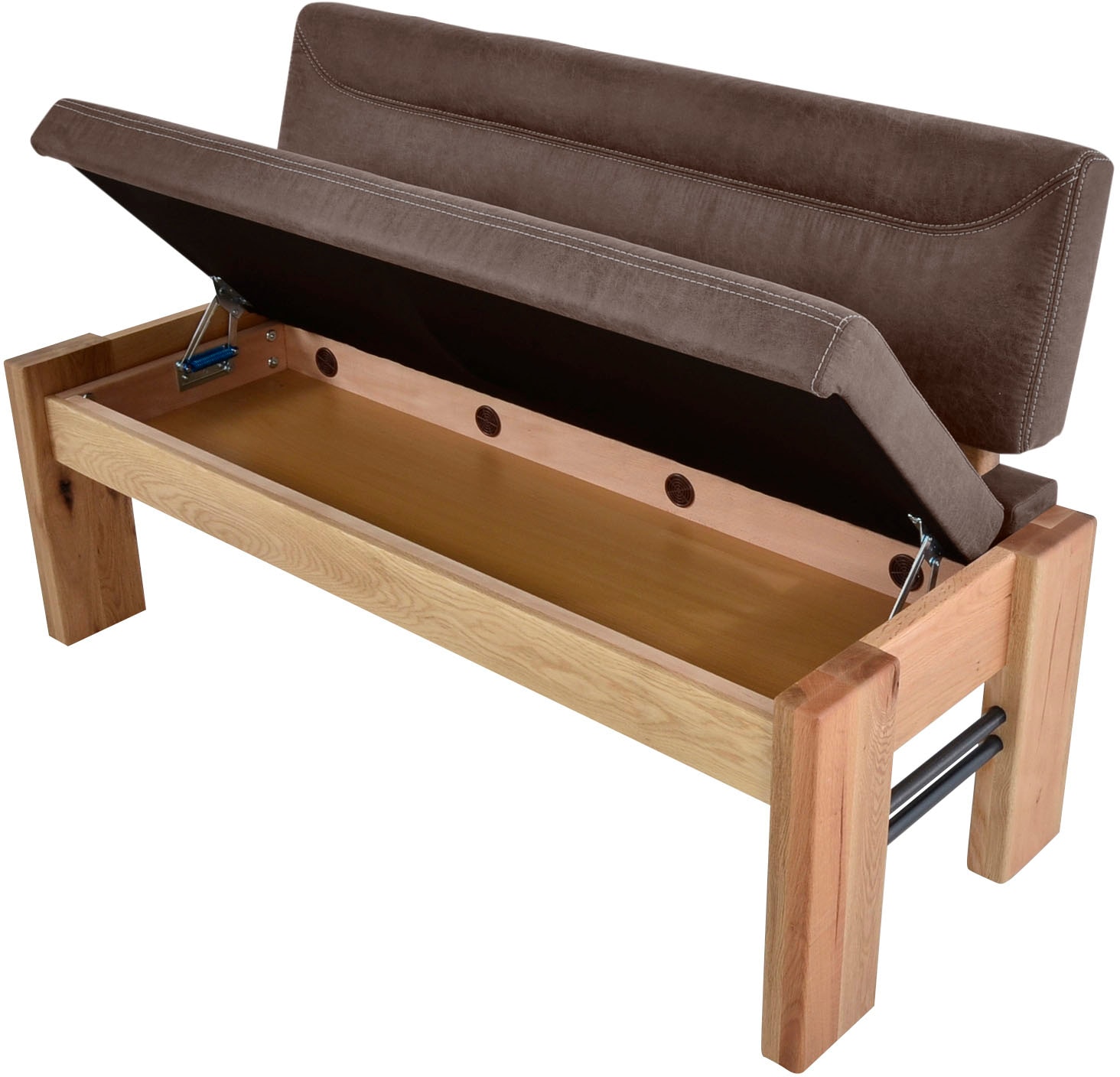 K+W Komfort & Wohnen Polsterbank, gepolsterte Stauraumbank, Massivholz, in 2 Breiten 161cm oder 181cm