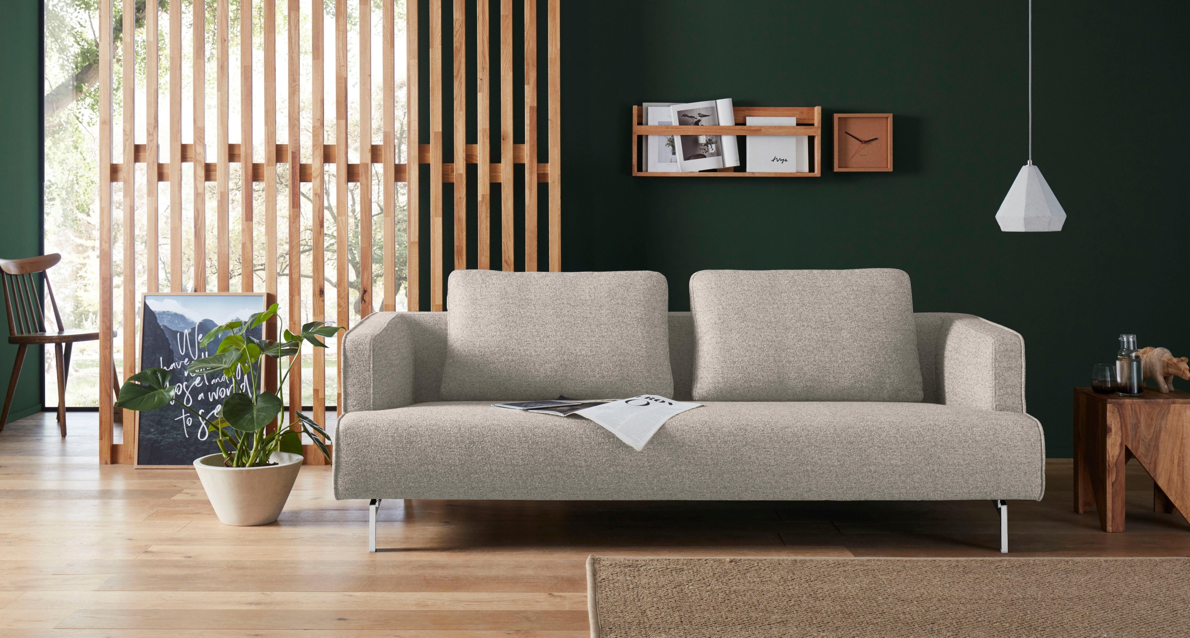 hülsta sofa 4-Sitzer »hs.440«, wahlweise in Stoff oder Leder, Spangenfüße glanzchrom
