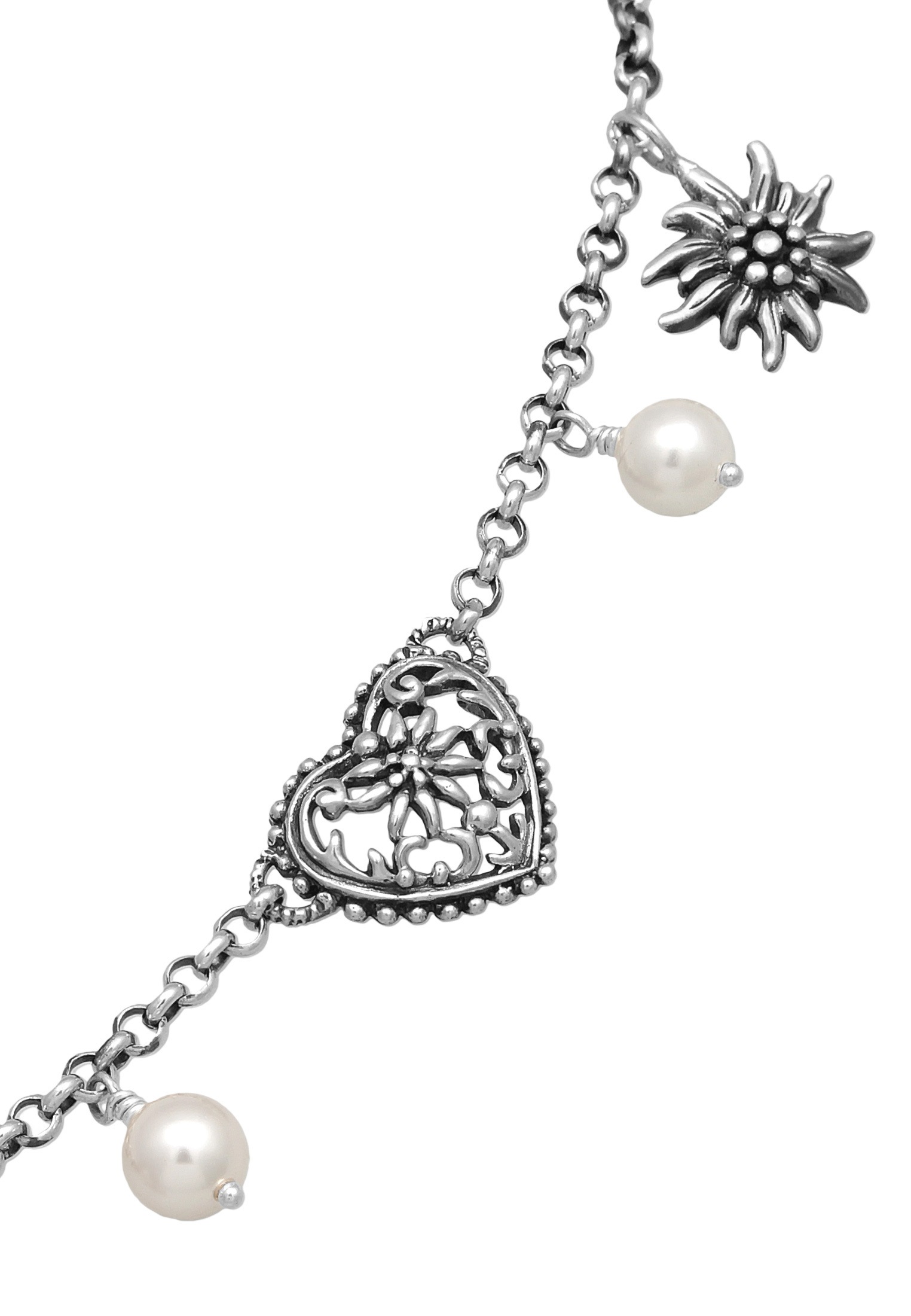 Elli Schmuckset »Schmuckzubehör Dirndl-Charivari Brezel Herz Silberdistel 925 Silber«