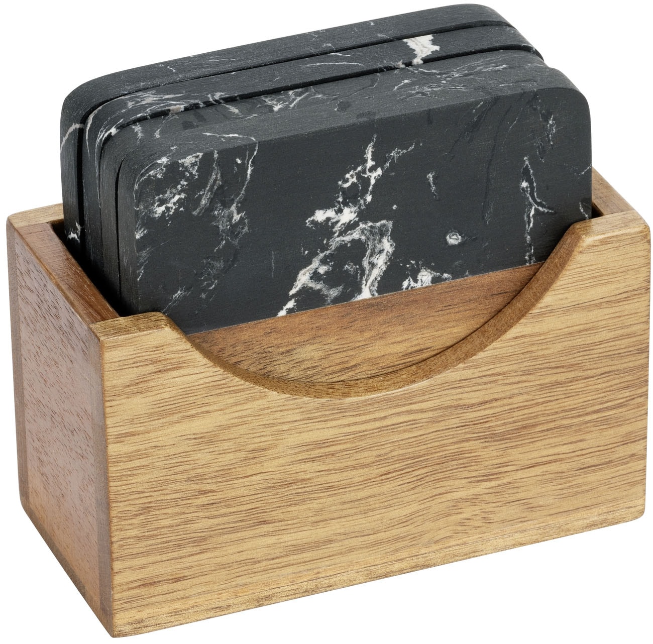 SCHÖNER WOHNEN-Kollektion Glasuntersetzer »Atami« edle Getränkeuntersetzer aus Marmor & Akazienholz mit Halterung