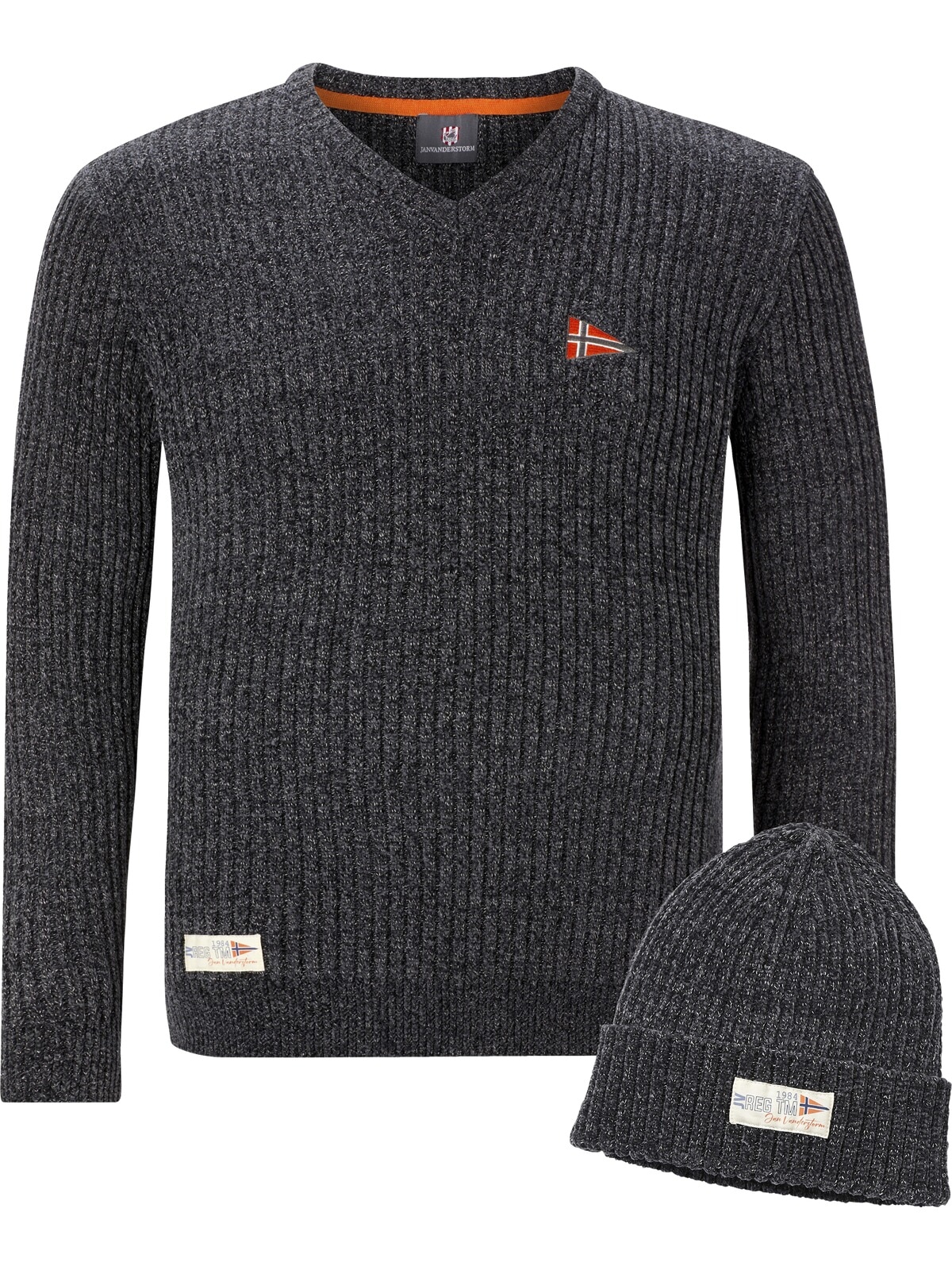 Jan Vanderstorm Rundhalspullover »Pullover mit Mütze RONAI«