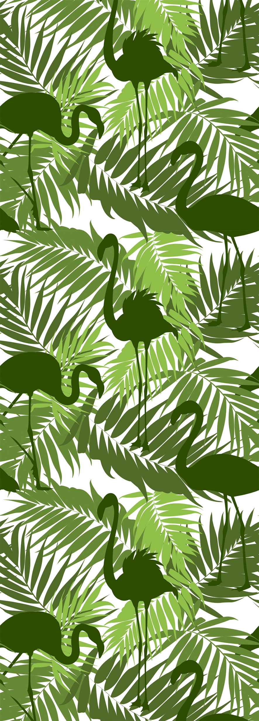 Vinyltapete »Tropische Blätter-Flamingo-Grün«, 90 x 250 cm, selbstklebend
