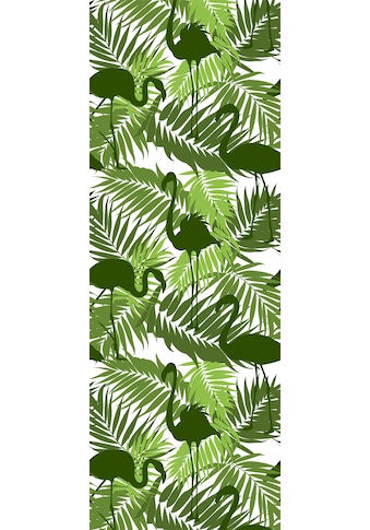 queence Vinyltapete »Tropische Blätter-Flamingo-Grün«, 90 x 250 cm, selbstklebend kaufen