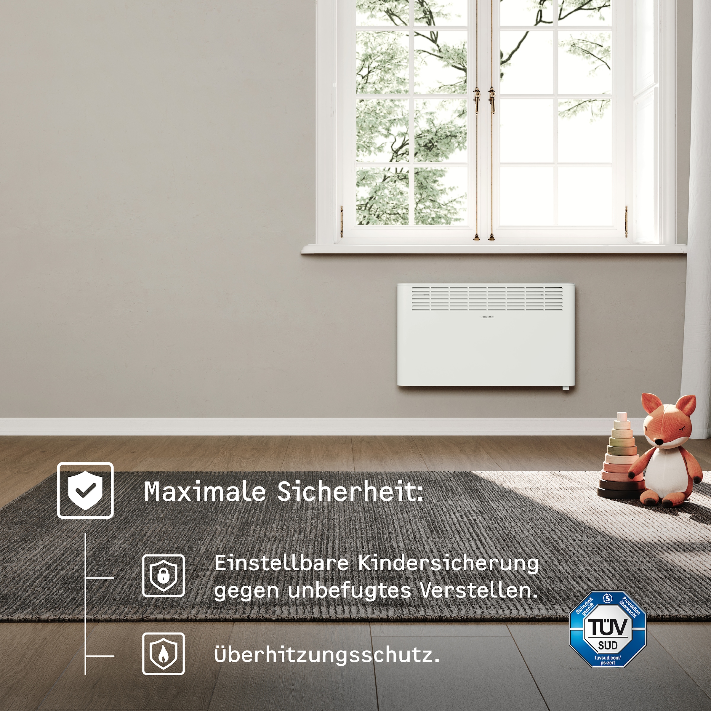 STIEBEL ELTRON Konvektor »»CNS 1500 Plus LCD«, Wandkonvektor, energiesparend, 1,5 kW«, für ca. 20 m², LCD-Display, Wochenzeitschaltuhr/-timer, LC-Display