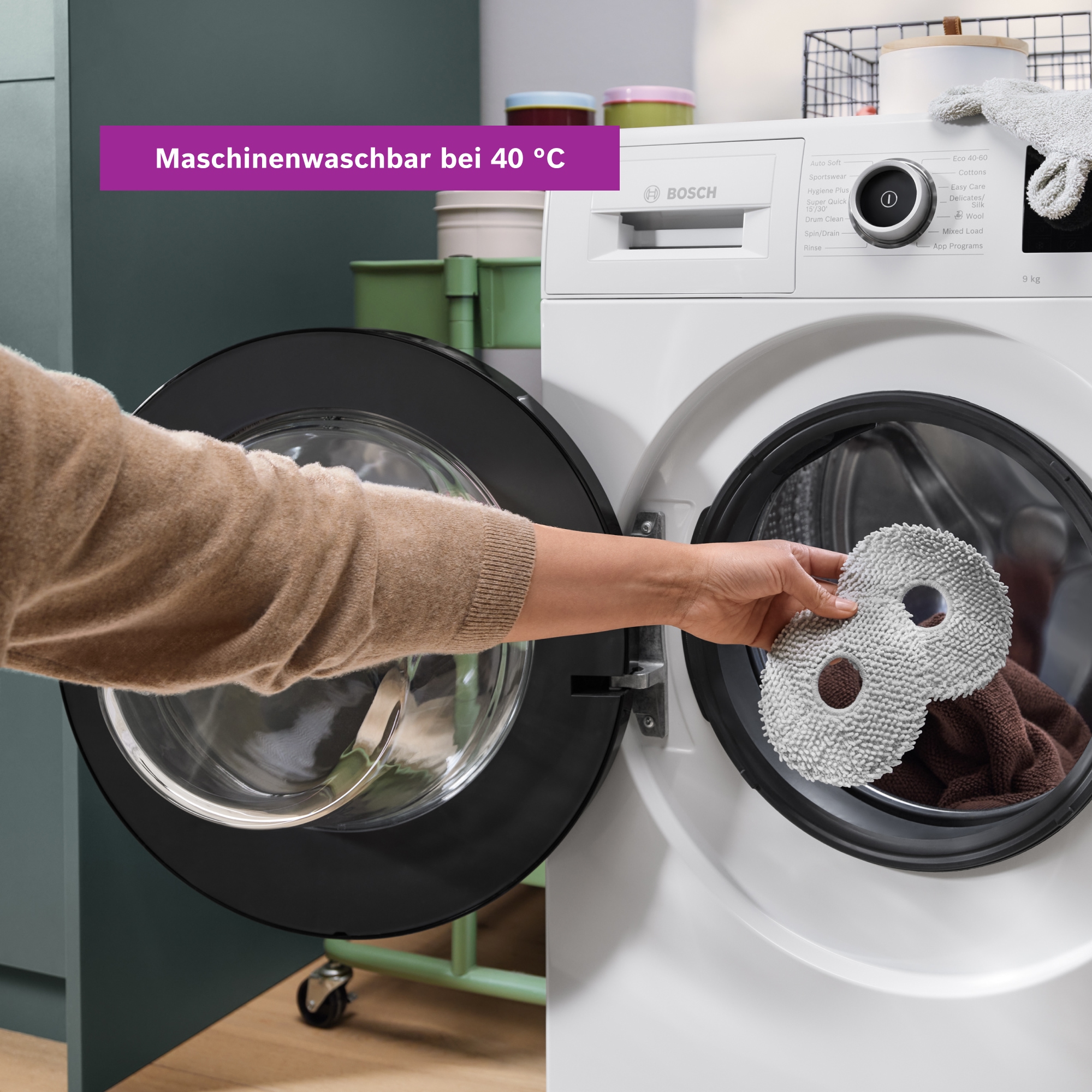 BOSCH Wischbezug »BHZRMP3, rotierende Wischpads für Spotless Max und Max Cam Saugroboter« (Mikrofaser besonders effektive Nassreinigung auf Hartböden, Set mit 2 x 2 Stück