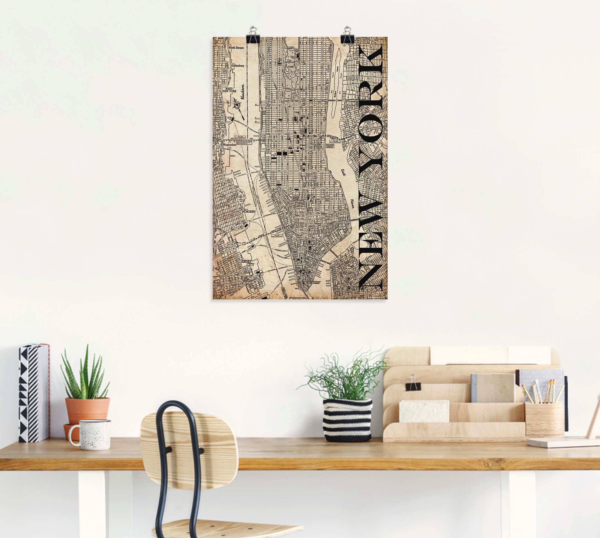 Artland Wandbild »New York Karte Straßen Karte Grunge«, Amerika, (1 St.), als Leinwandbild, Poster in verschied. Größen