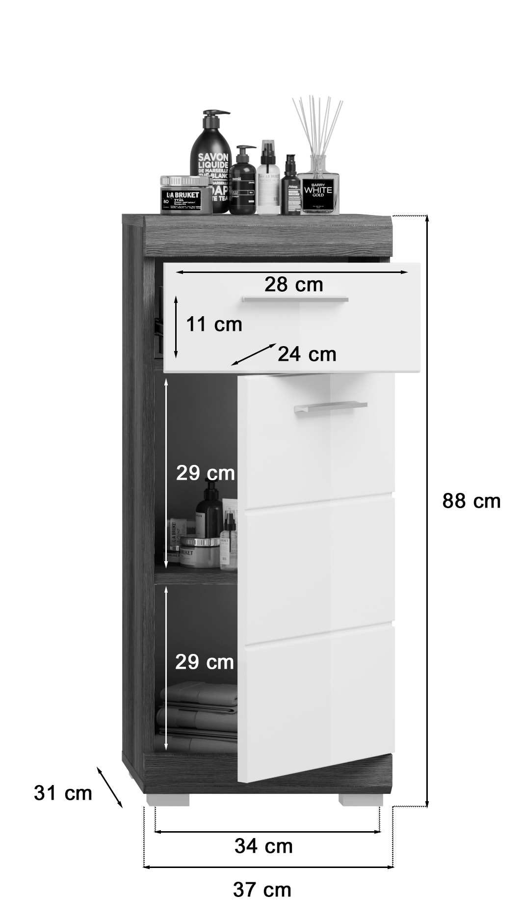 INOSIGN Badmöbel-Set »Siena, 4 teilig, bestehend aus:«, (Set, 4 St.), Waschbeckenunterschrank, Spiegelschrank, Unterschrank, Hängeschrank