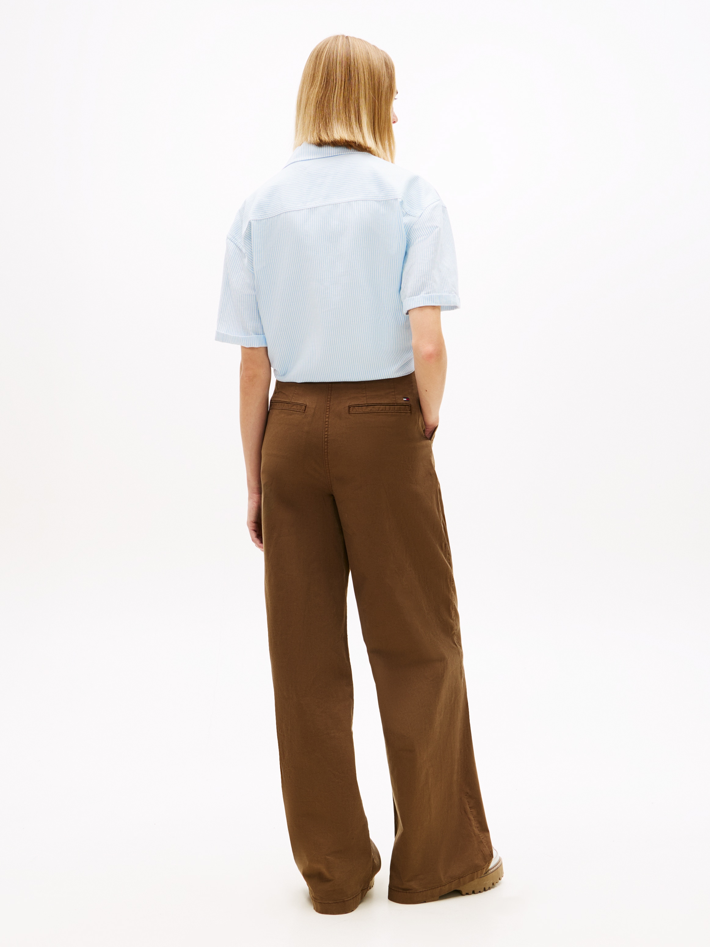 Tommy Jeans Kurzarmbluse »TJW TIE FRONT LINEN SHIRT« mit Knoten-Detail am Saum, Relaxed Fit