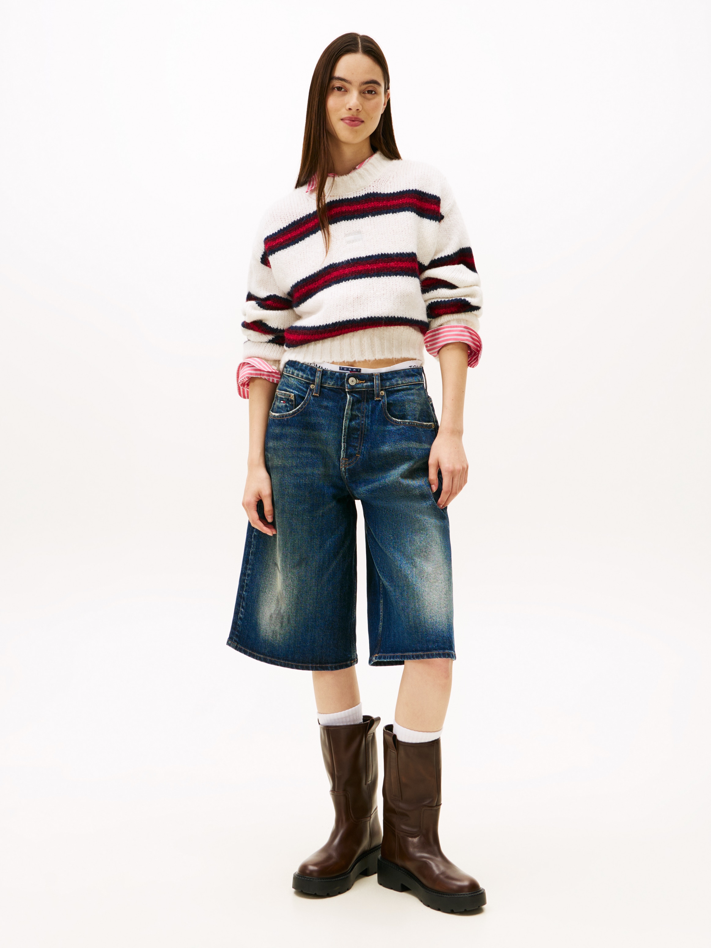 Tommy Jeans Rundhalspullover »TJW BADGE STRIPE FLUFFY SWEATER«, mit Alpaka