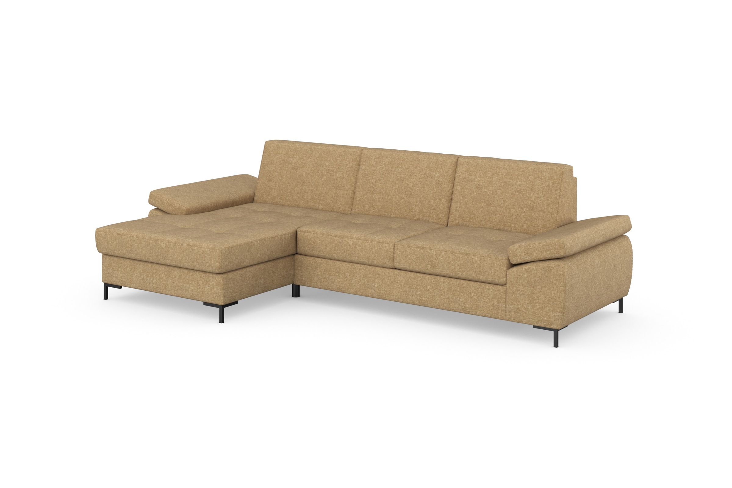 DOMO collection Ecksofa »Capelo, komfortabel, klare Linien zeichnen dieses Design aus, L-Form«, mit Armteilverstellung, wahlweise mit Bettfunktion, Federkern