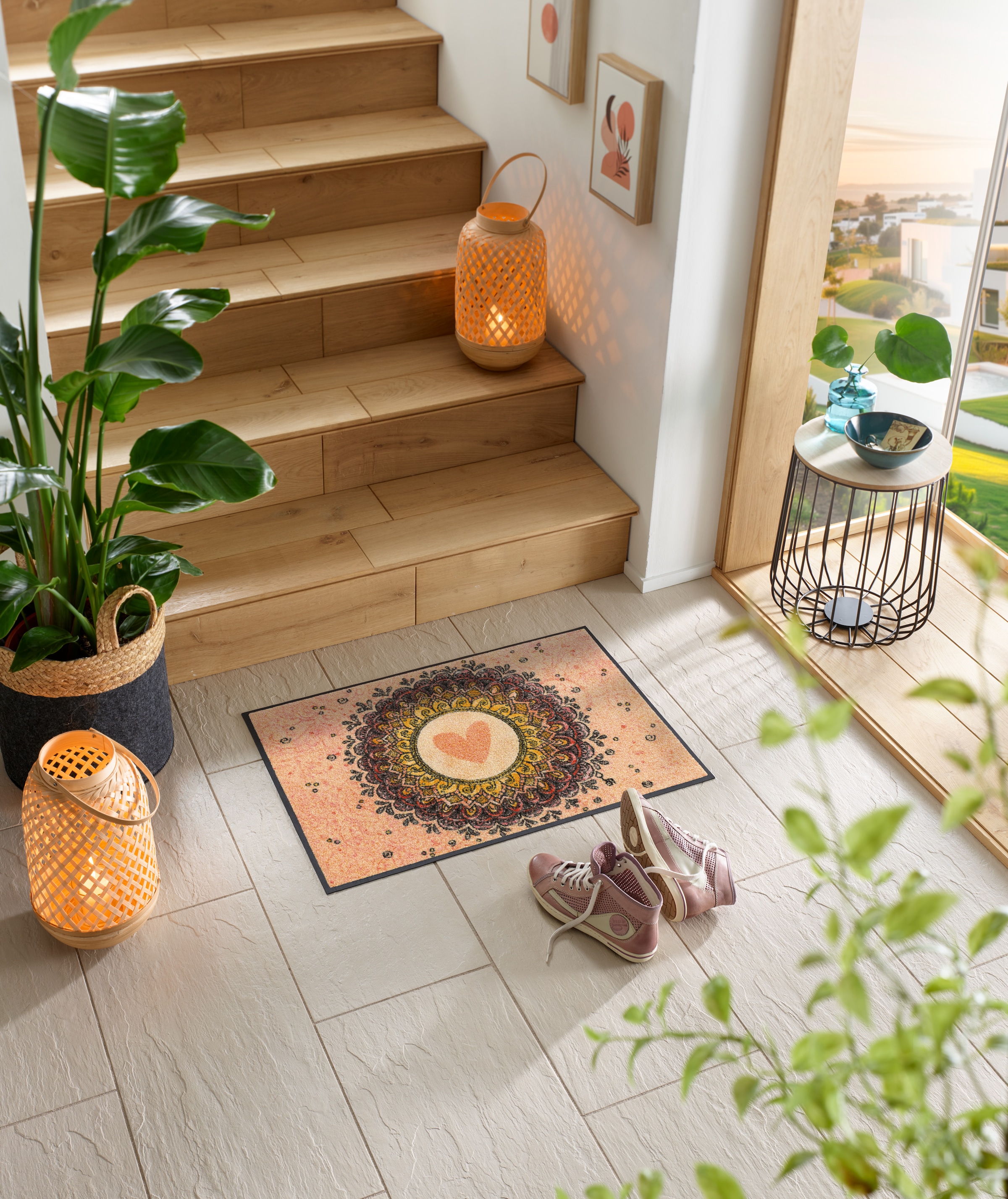 wash+dry by Kleen-Tex Fußmatte »Circle of Love« rechteckig 7 mm Höhe