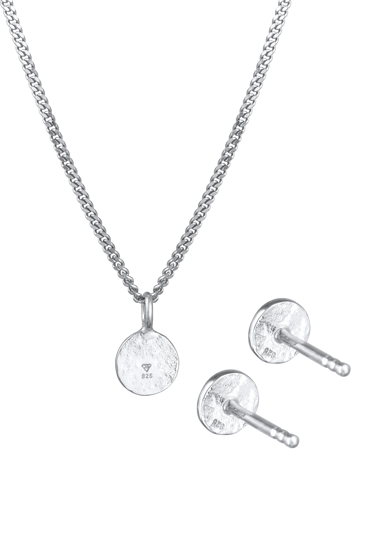 Elli Ohrring und Ketten Set »Schmuckset Kette und Ohrringe Plättchen 925 Silber«