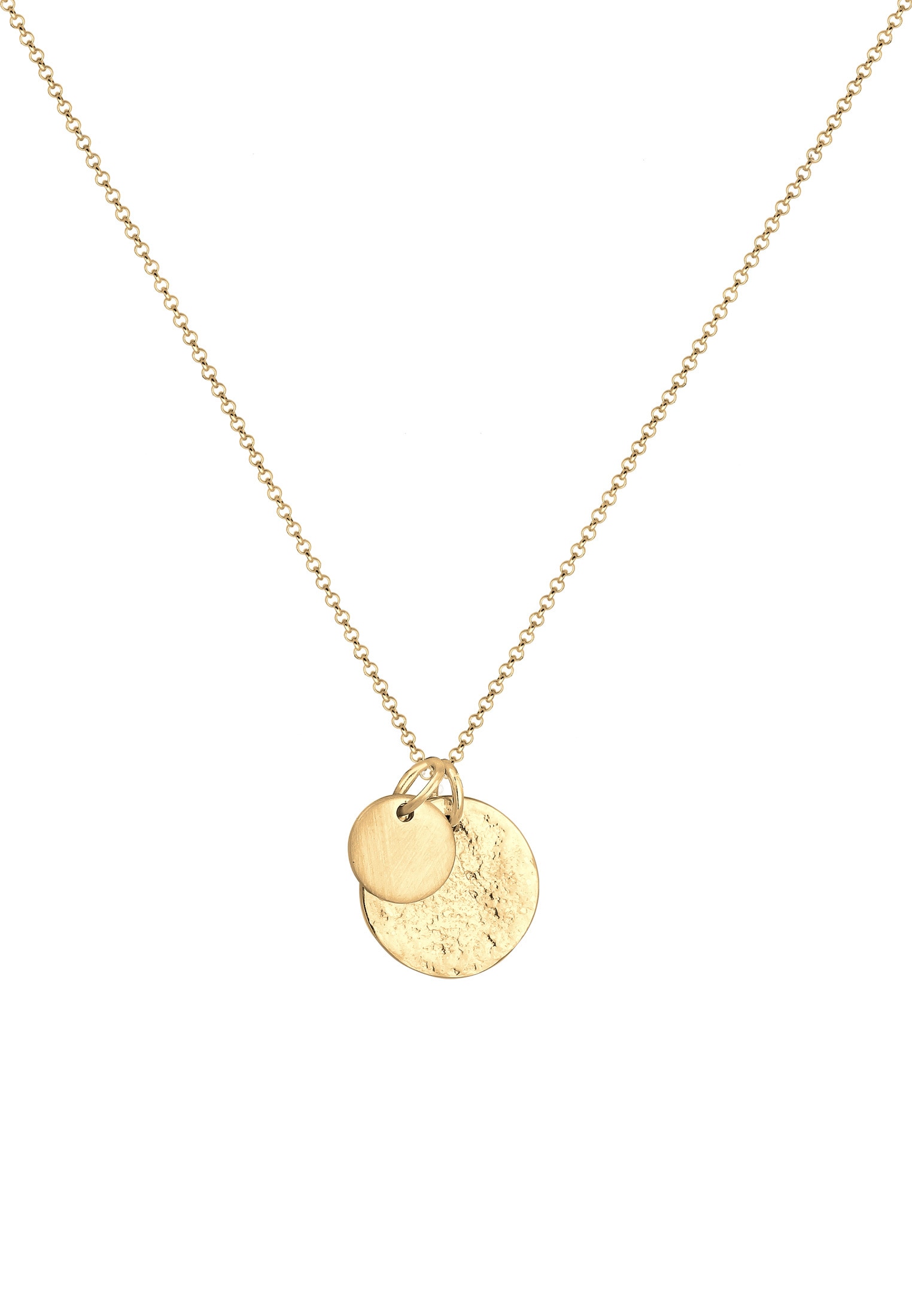 Elli Kette mit Anhänger »Halskette Plättchen Münzen Organic Look 925 Silber«