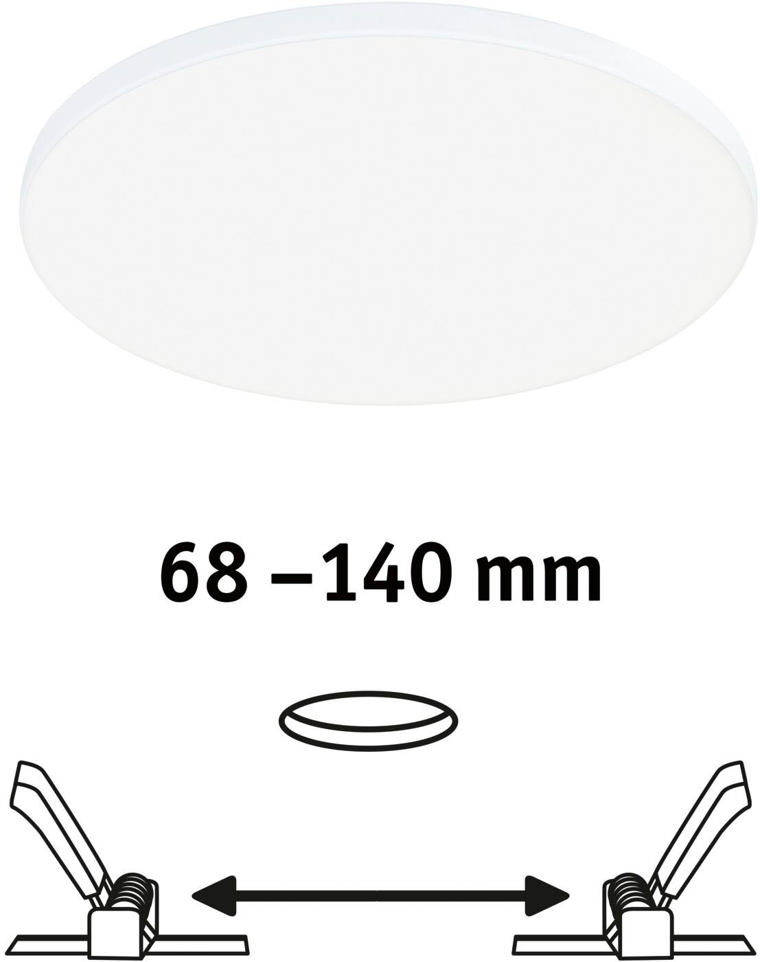 Paulmann LED Einbauleuchte »Veluna VariFit Edge IP44 rund 160mm 1100lm 4000K dimmbar«, 1 flammig, LED Einbaupanel IP44 rund 160mm 1100lm 4000K Weiß dimmbar
