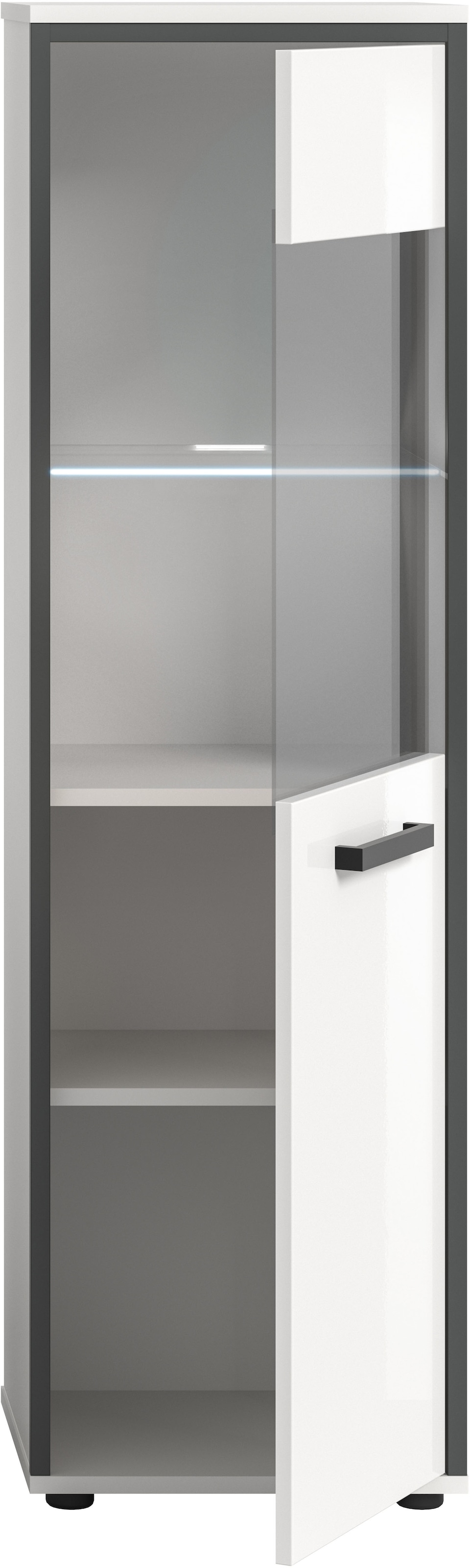 welltime Midischrank »KAJO, hochglanz Front, inkl. Beleuchtung, Glastür, 4 Fächer« 2 Stk. tlg. Badschrank, Midischrank, Bad, Badezimmer