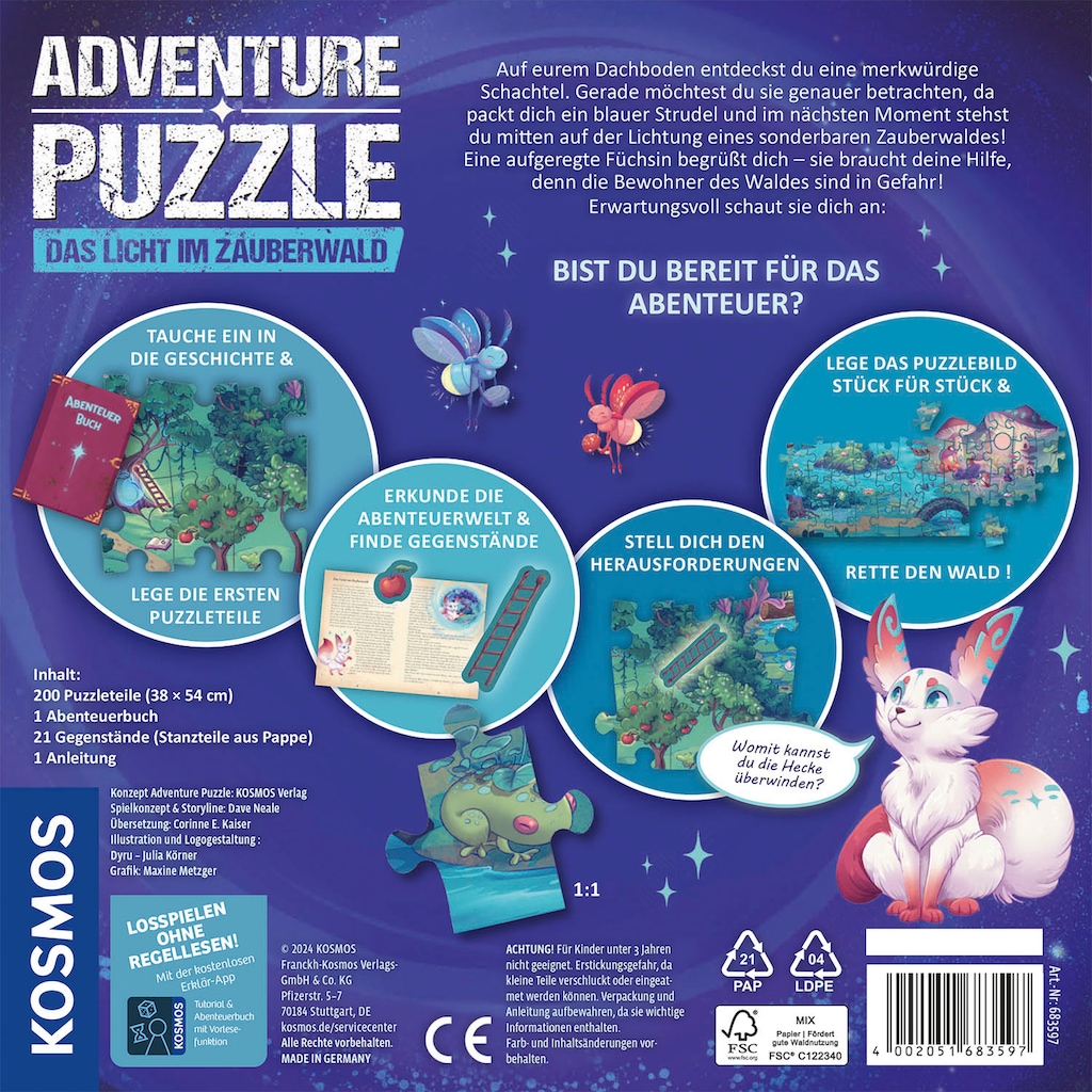 Kosmos Puzzle »Adventure Puzzle, Das Licht im Zauberwald«