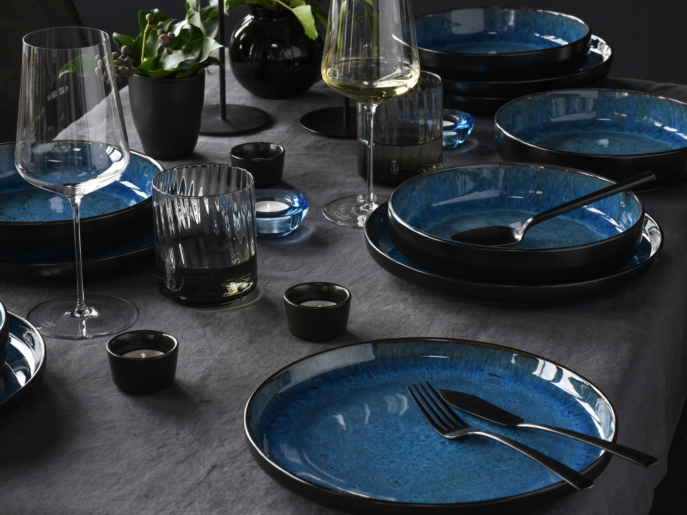 CreaTable Kombiservice »Nordic Fjord, Kombiservice 16-tlg« Reaktivglasur, Scandi-Style